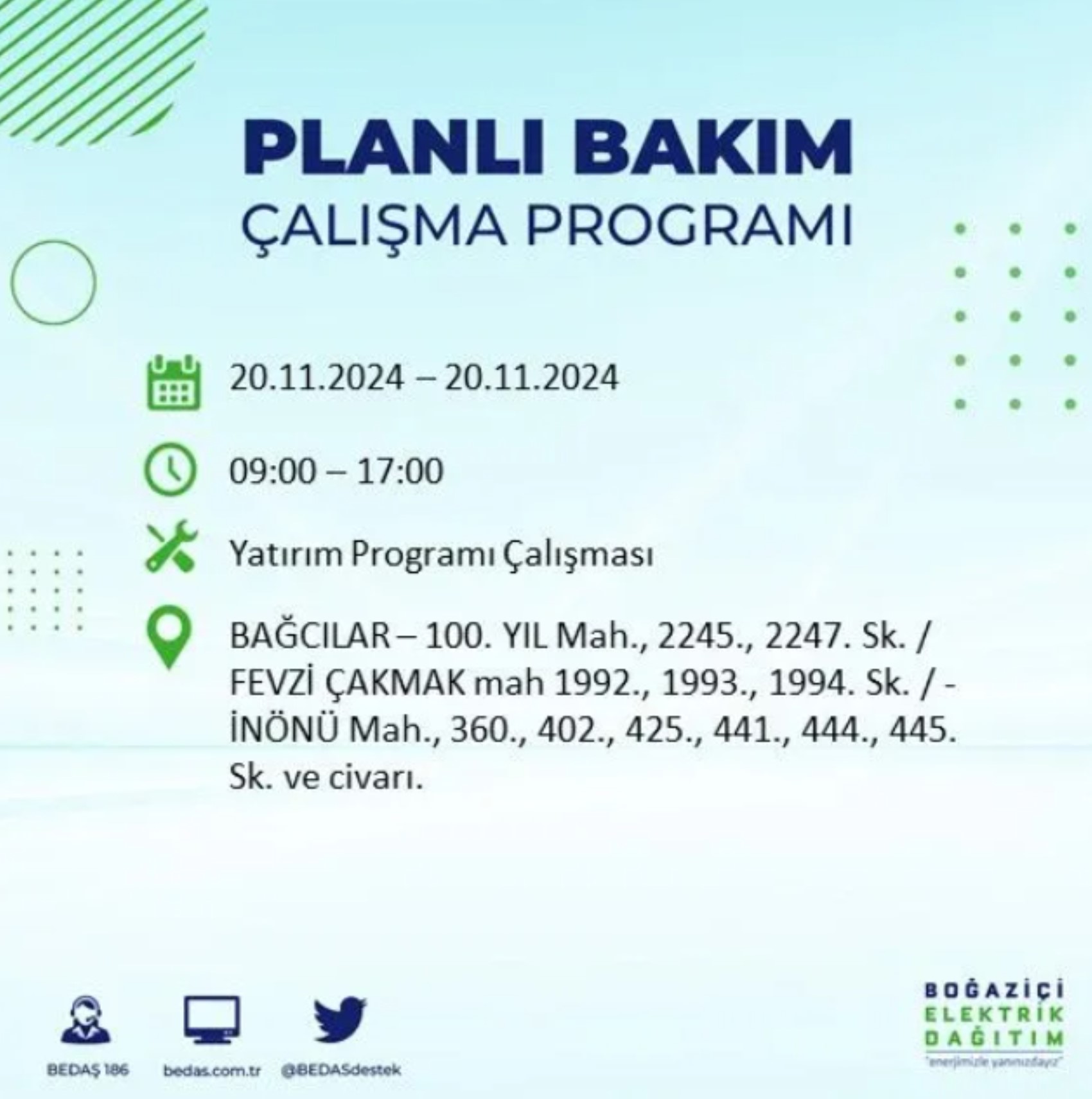 BEDAŞ açıkladı... İstanbul'da elektrik kesintisi: 20 Kasım'da hangi mahalleler etkilenecek?