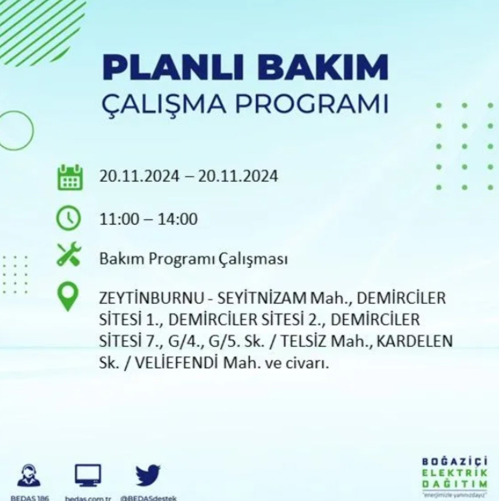 BEDAŞ açıkladı... İstanbul'da elektrik kesintisi: 20 Kasım'da hangi mahalleler etkilenecek?