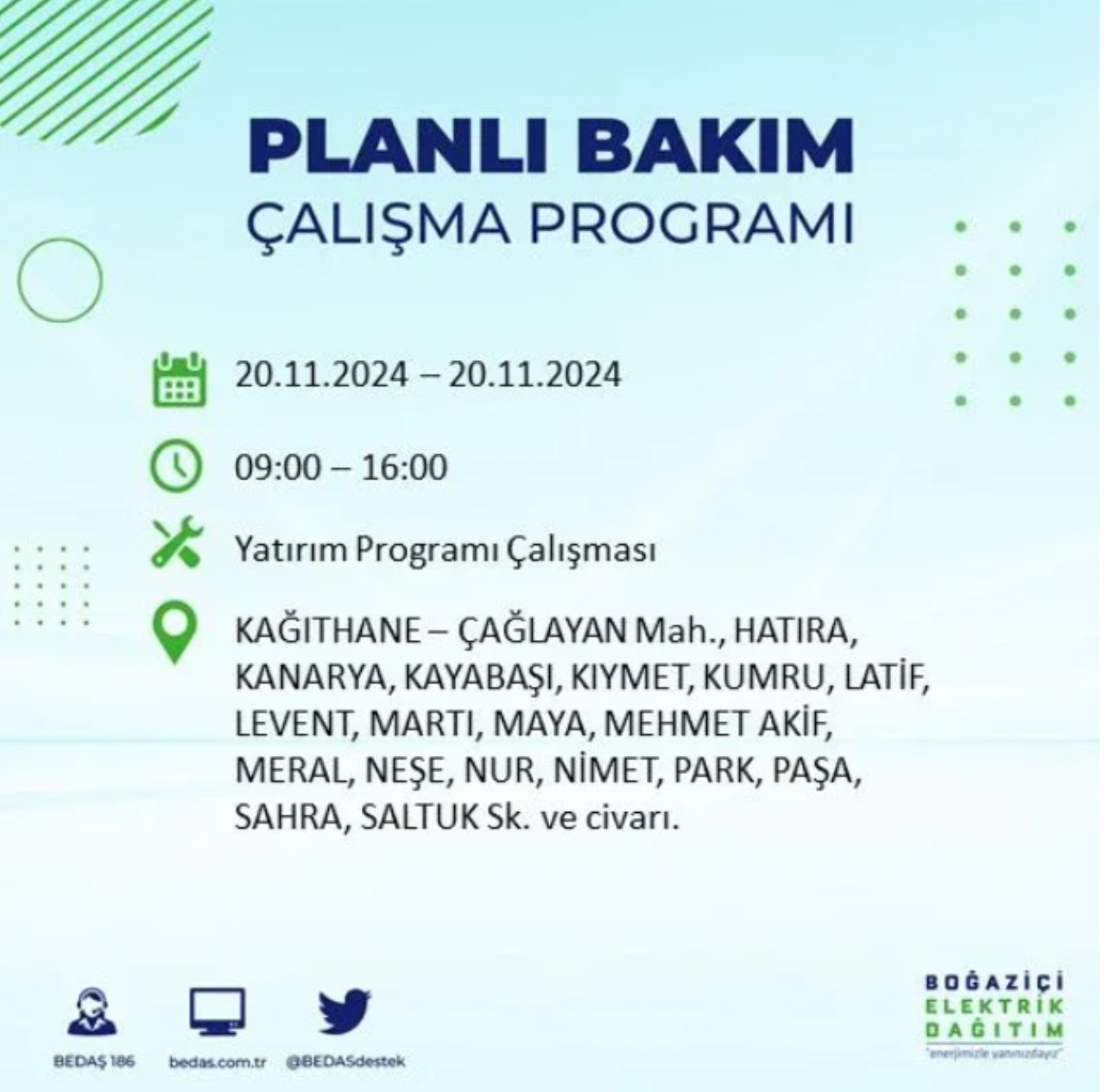 BEDAŞ açıkladı... İstanbul'da elektrik kesintisi: 20 Kasım'da hangi mahalleler etkilenecek?