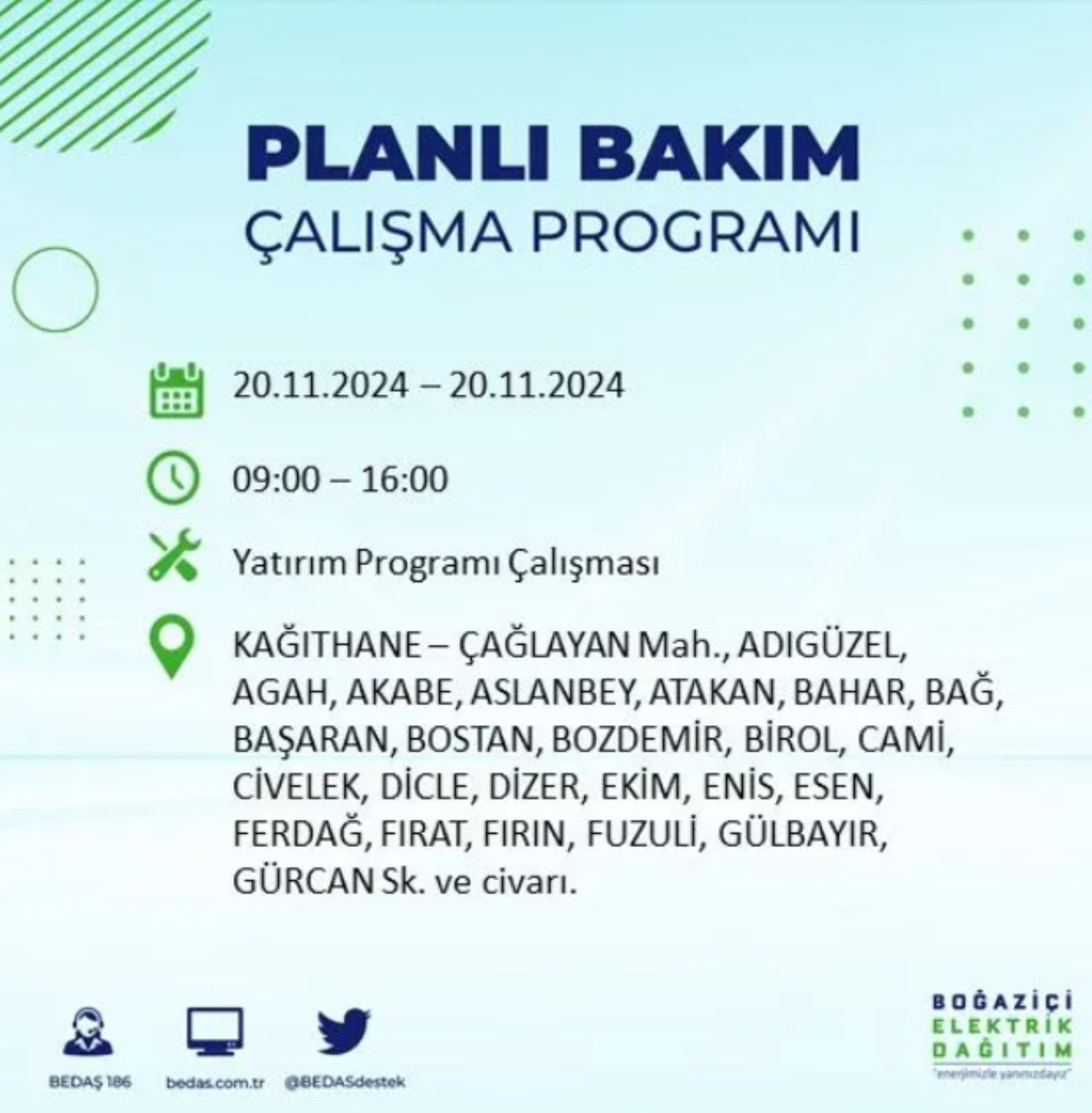 BEDAŞ açıkladı... İstanbul'da elektrik kesintisi: 20 Kasım'da hangi mahalleler etkilenecek?