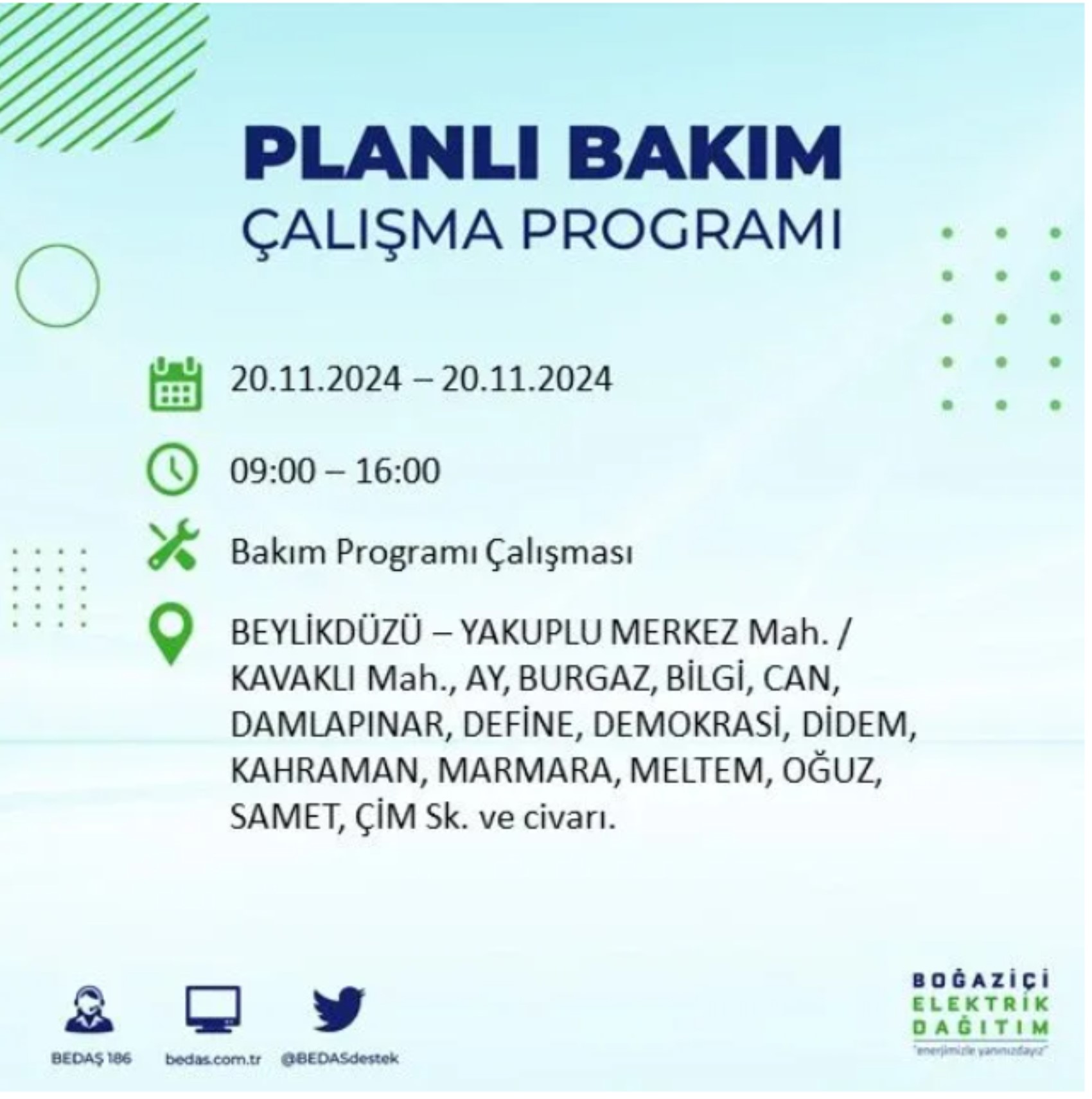 BEDAŞ açıkladı... İstanbul'da elektrik kesintisi: 20 Kasım'da hangi mahalleler etkilenecek?