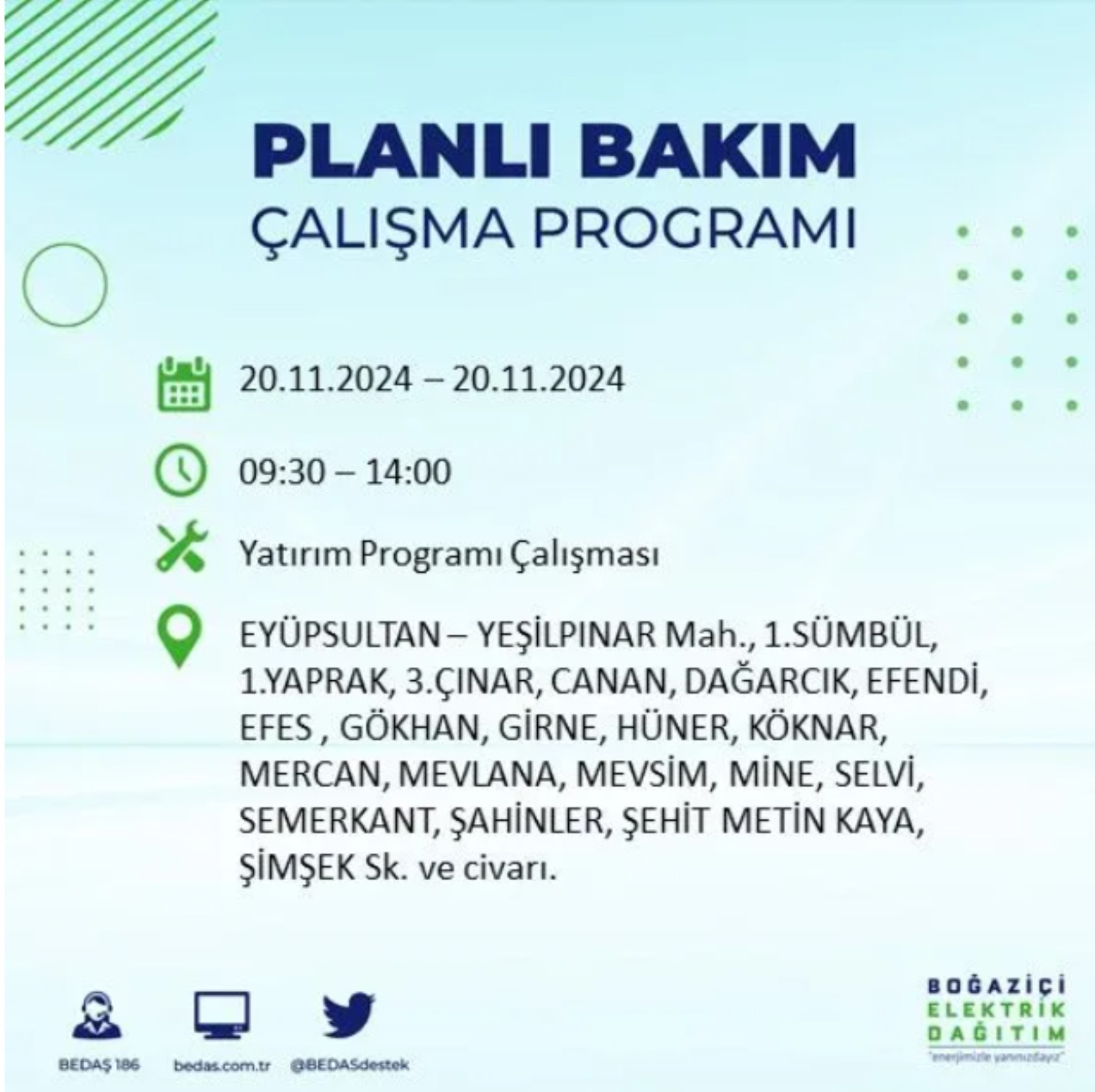 BEDAŞ açıkladı... İstanbul'da elektrik kesintisi: 20 Kasım'da hangi mahalleler etkilenecek?