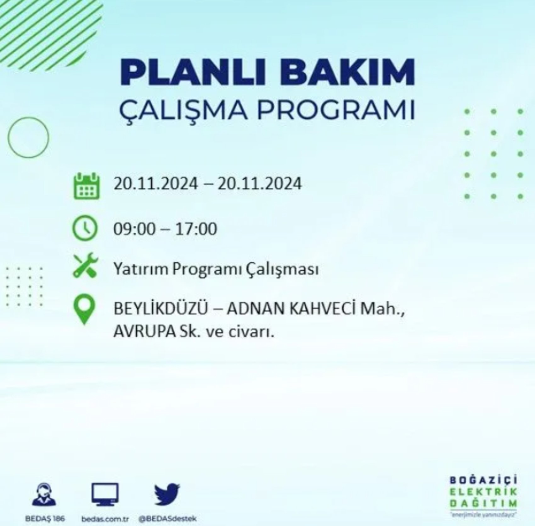 BEDAŞ açıkladı... İstanbul'da elektrik kesintisi: 20 Kasım'da hangi mahalleler etkilenecek?