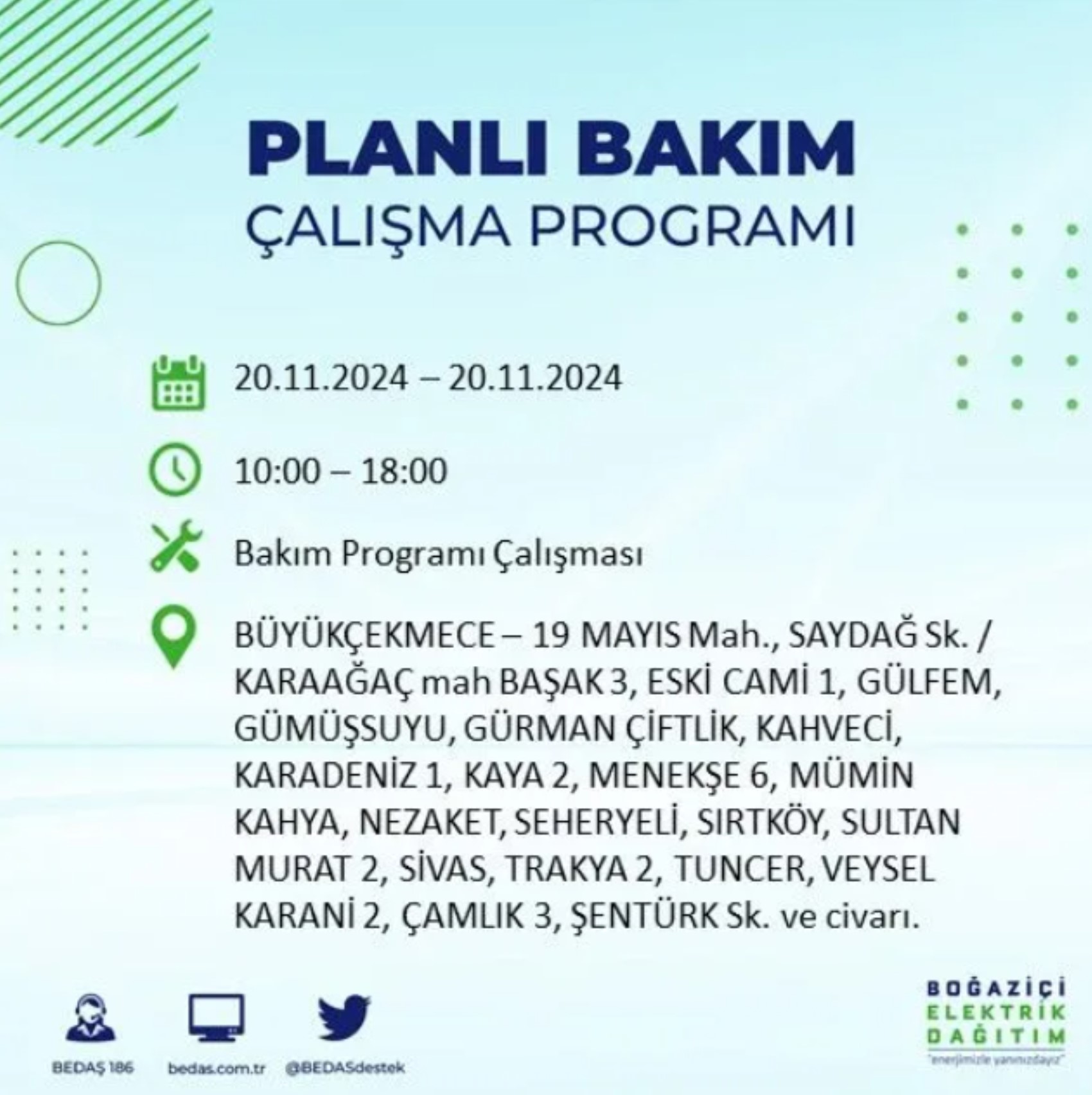 BEDAŞ açıkladı... İstanbul'da elektrik kesintisi: 20 Kasım'da hangi mahalleler etkilenecek?