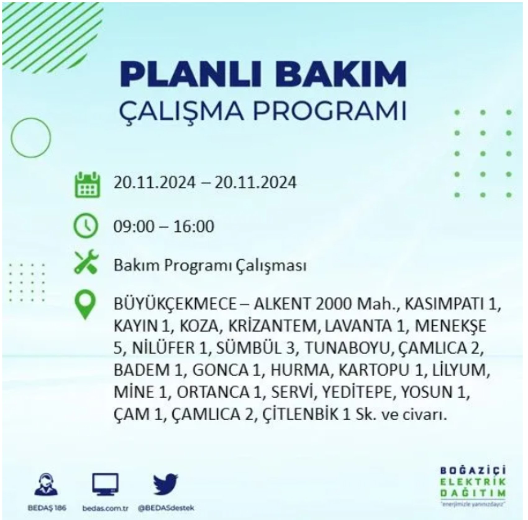 BEDAŞ açıkladı... İstanbul'da elektrik kesintisi: 20 Kasım'da hangi mahalleler etkilenecek?