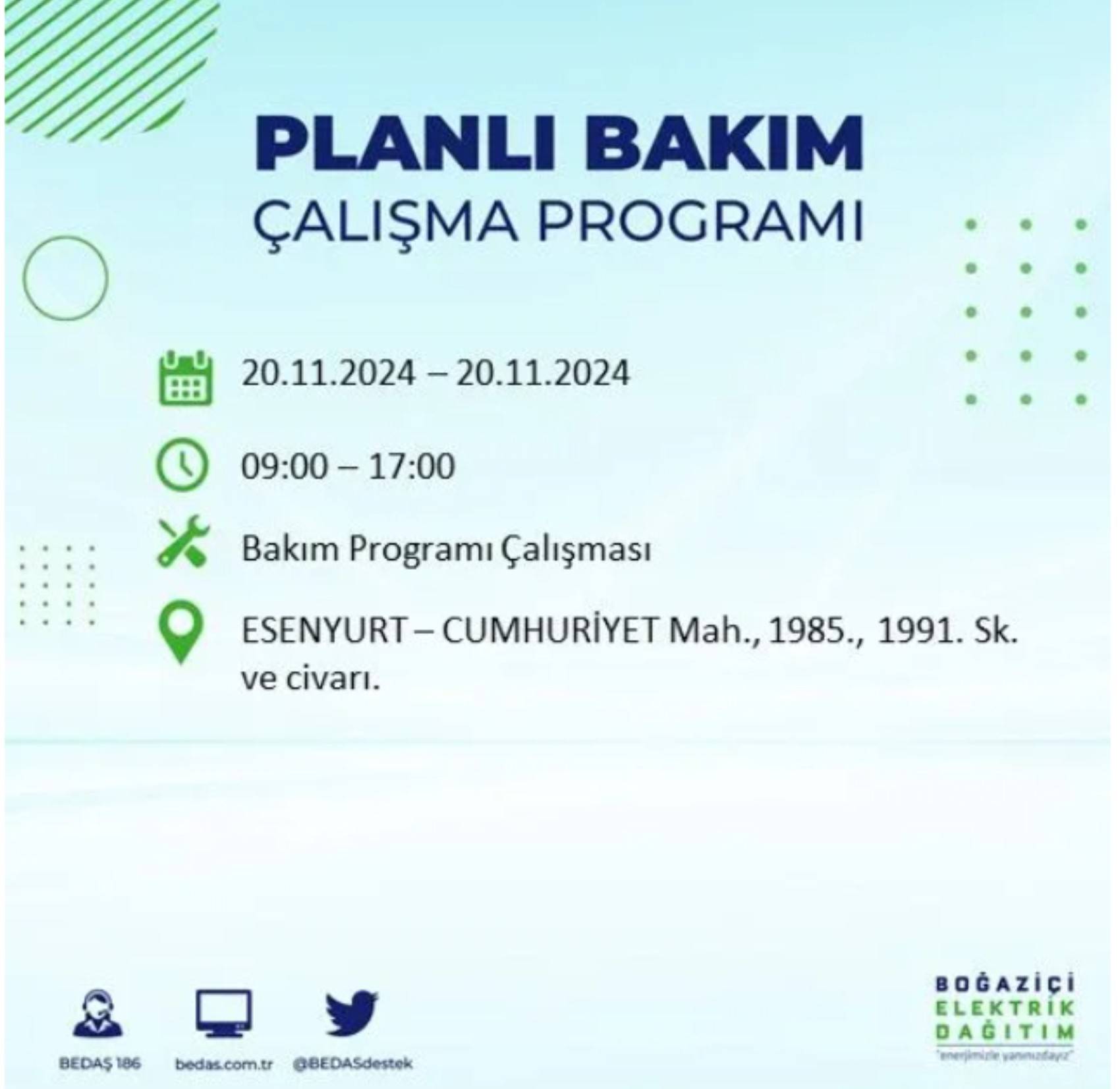 BEDAŞ açıkladı... İstanbul'da elektrik kesintisi: 20 Kasım'da hangi mahalleler etkilenecek?