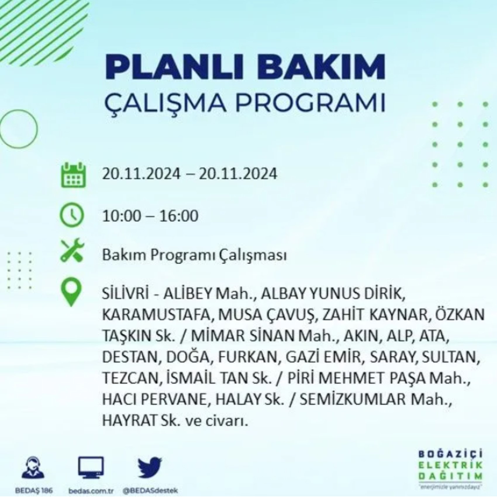 BEDAŞ açıkladı... İstanbul'da elektrik kesintisi: 20 Kasım'da hangi mahalleler etkilenecek?