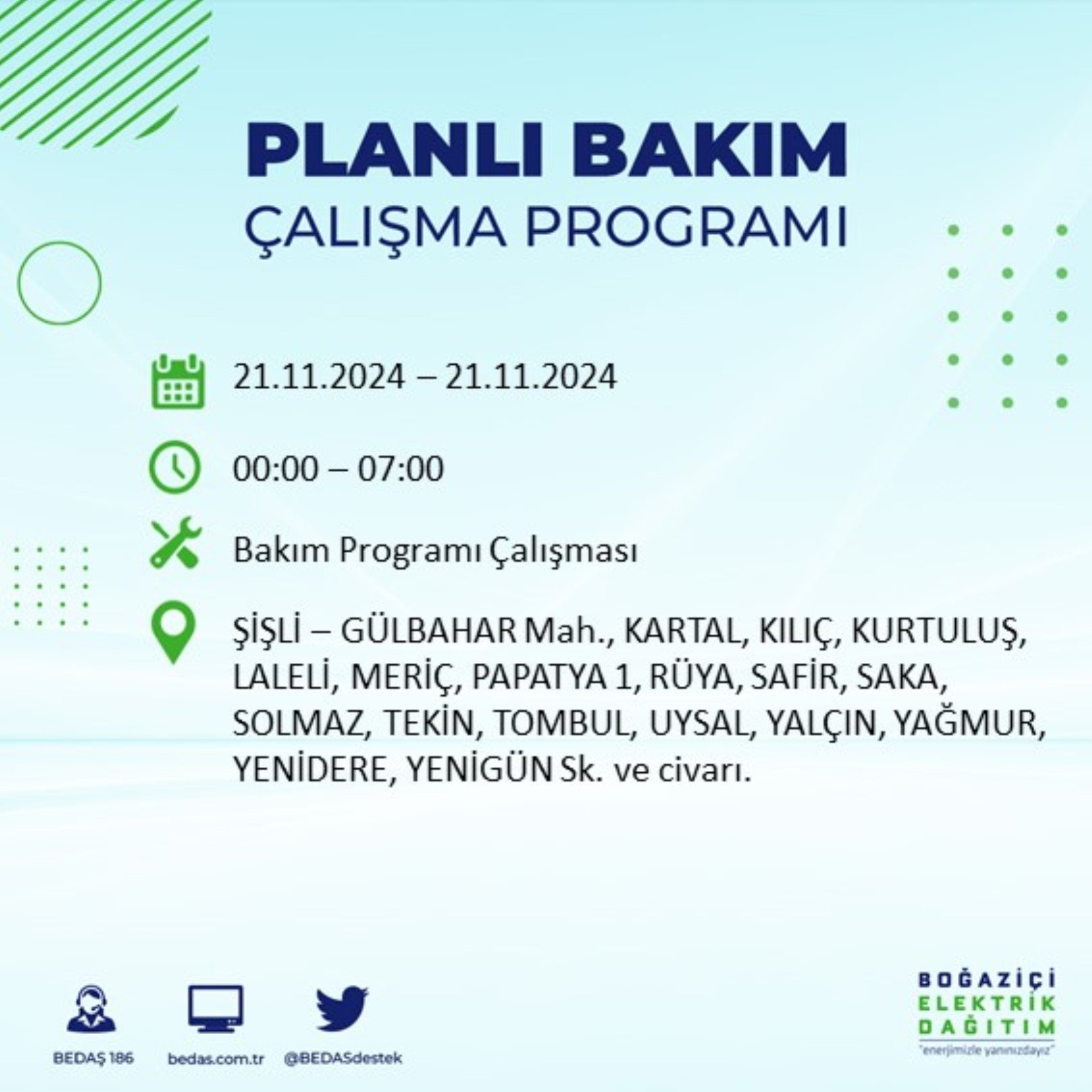 BEDAŞ açıkladı... İstanbul'da elektrik kesintisi: 21 Kasım'da hangi mahalleler etkilenecek?