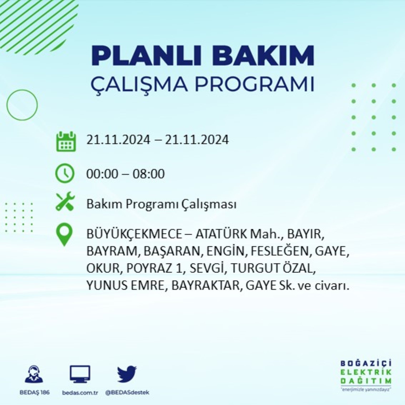 BEDAŞ açıkladı... İstanbul'da elektrik kesintisi: 21 Kasım'da hangi mahalleler etkilenecek?