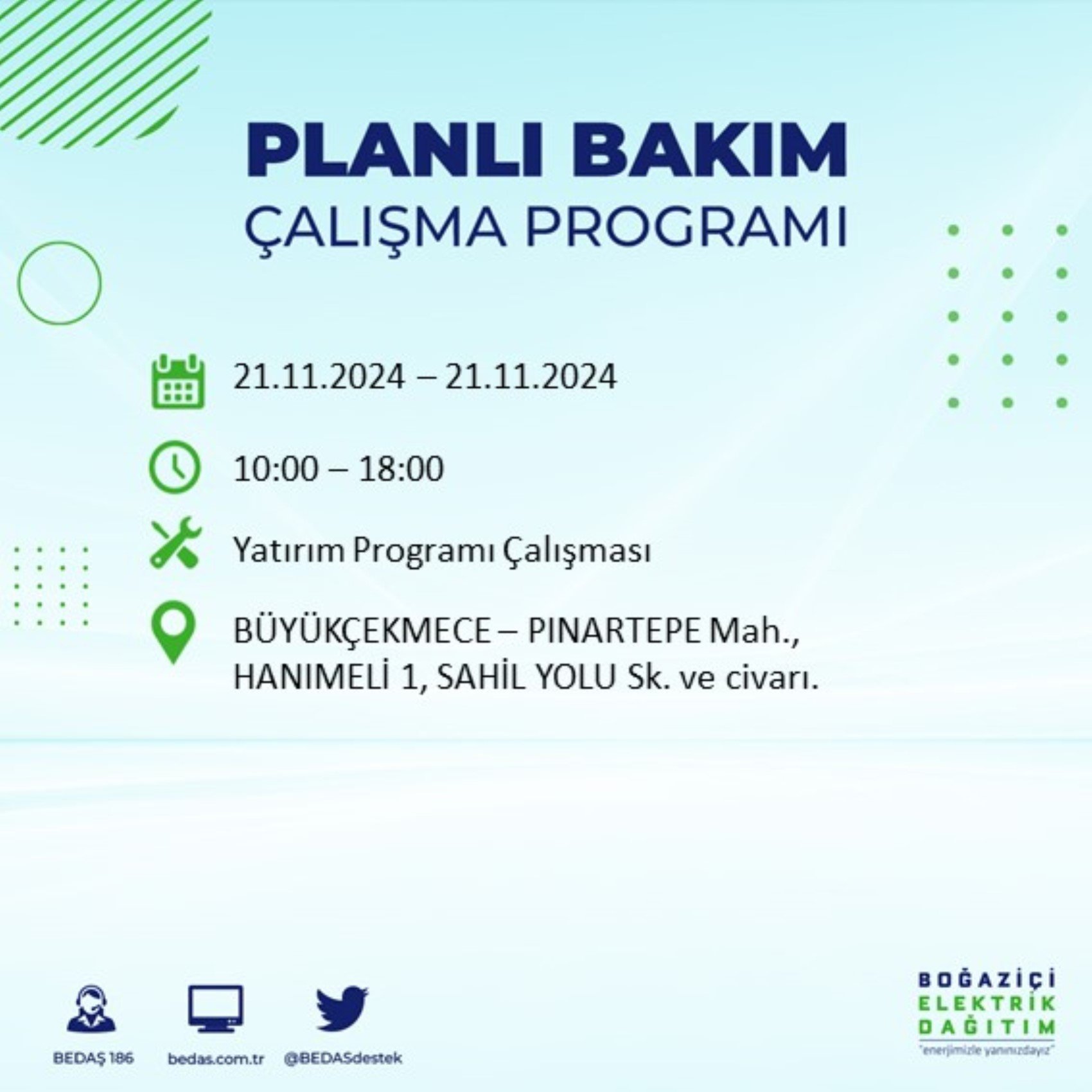 BEDAŞ açıkladı... İstanbul'da elektrik kesintisi: 21 Kasım'da hangi mahalleler etkilenecek?