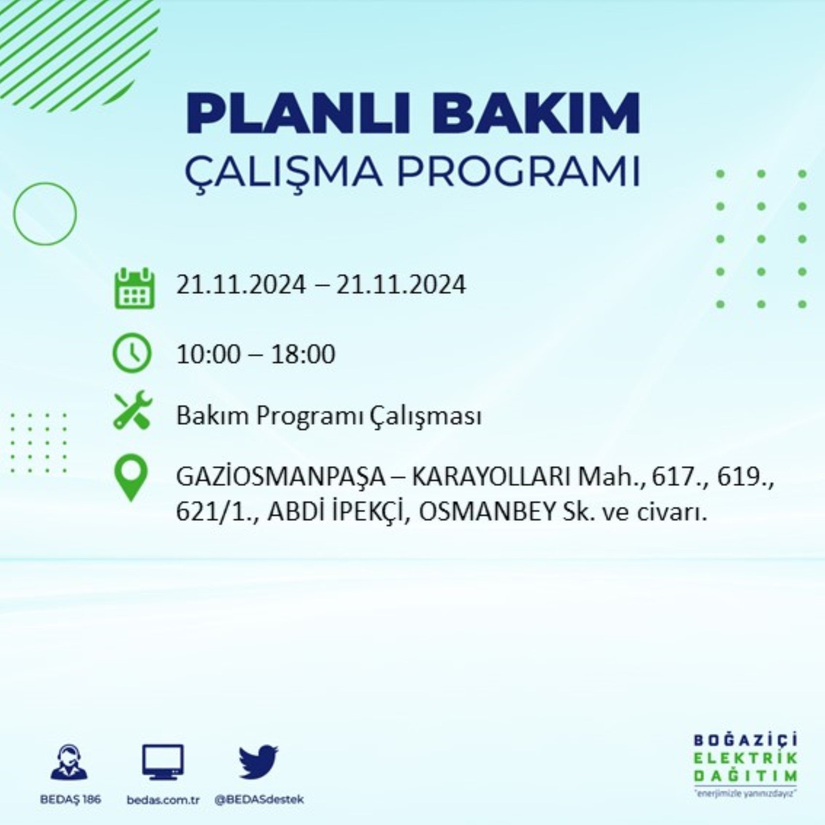 BEDAŞ açıkladı... İstanbul'da elektrik kesintisi: 21 Kasım'da hangi mahalleler etkilenecek?