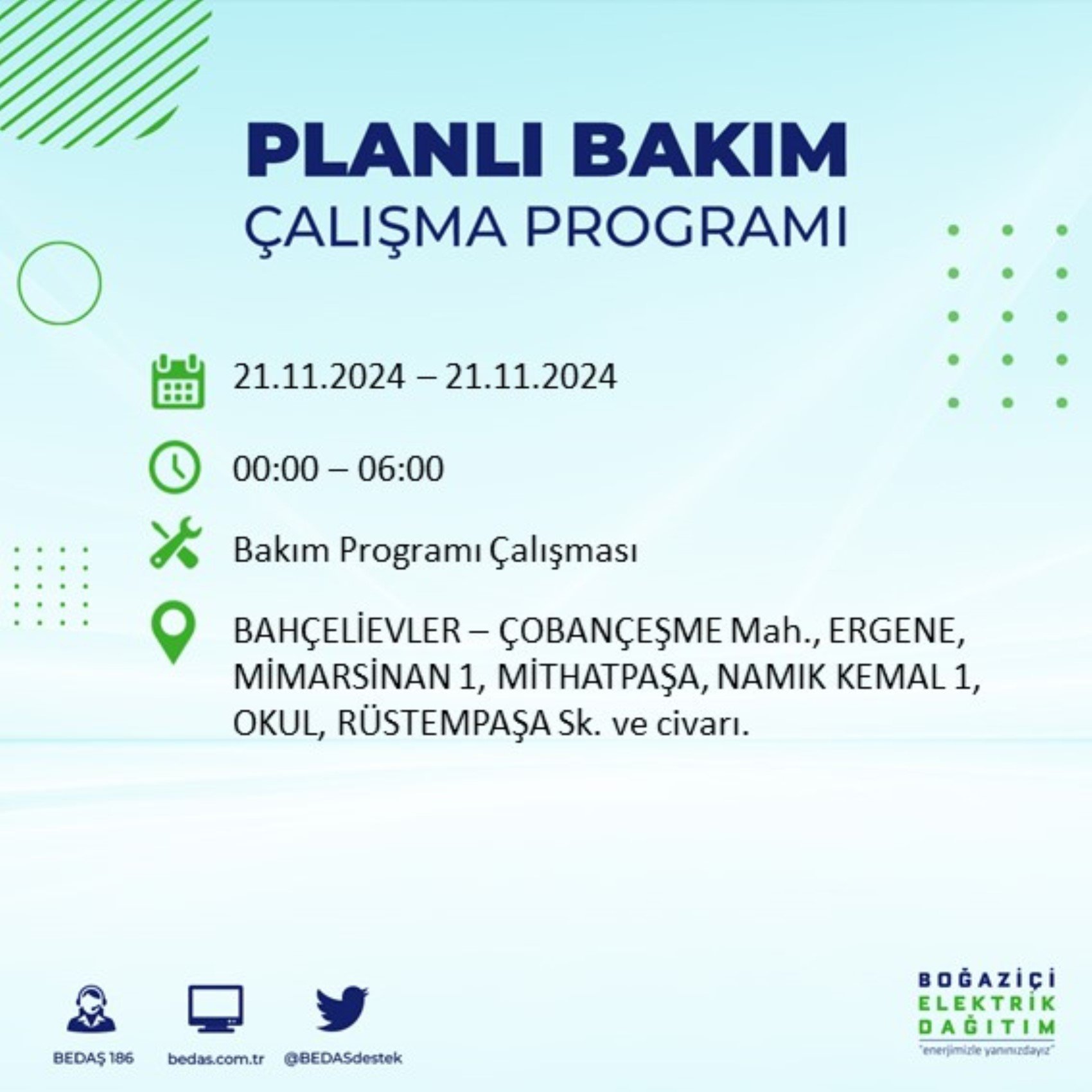 BEDAŞ açıkladı... İstanbul'da elektrik kesintisi: 21 Kasım'da hangi mahalleler etkilenecek?