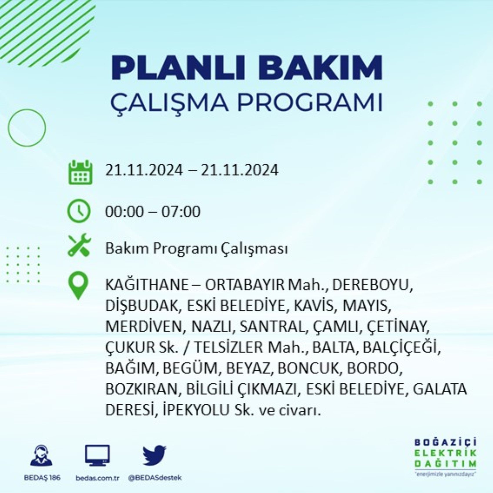 BEDAŞ açıkladı... İstanbul'da elektrik kesintisi: 21 Kasım'da hangi mahalleler etkilenecek?