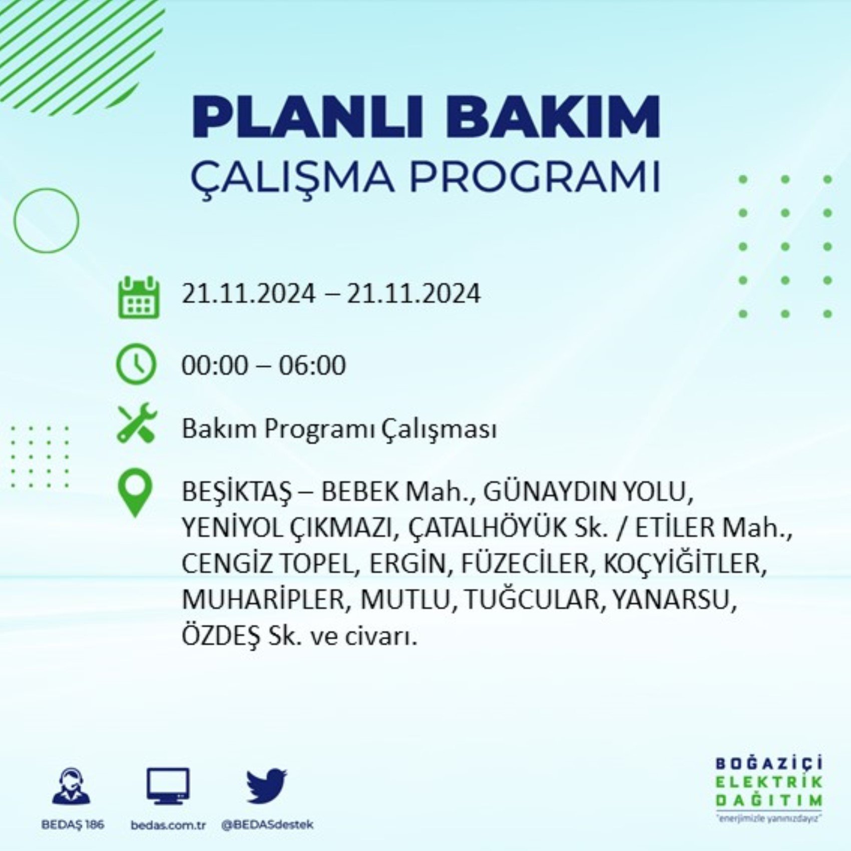 BEDAŞ açıkladı... İstanbul'da elektrik kesintisi: 21 Kasım'da hangi mahalleler etkilenecek?