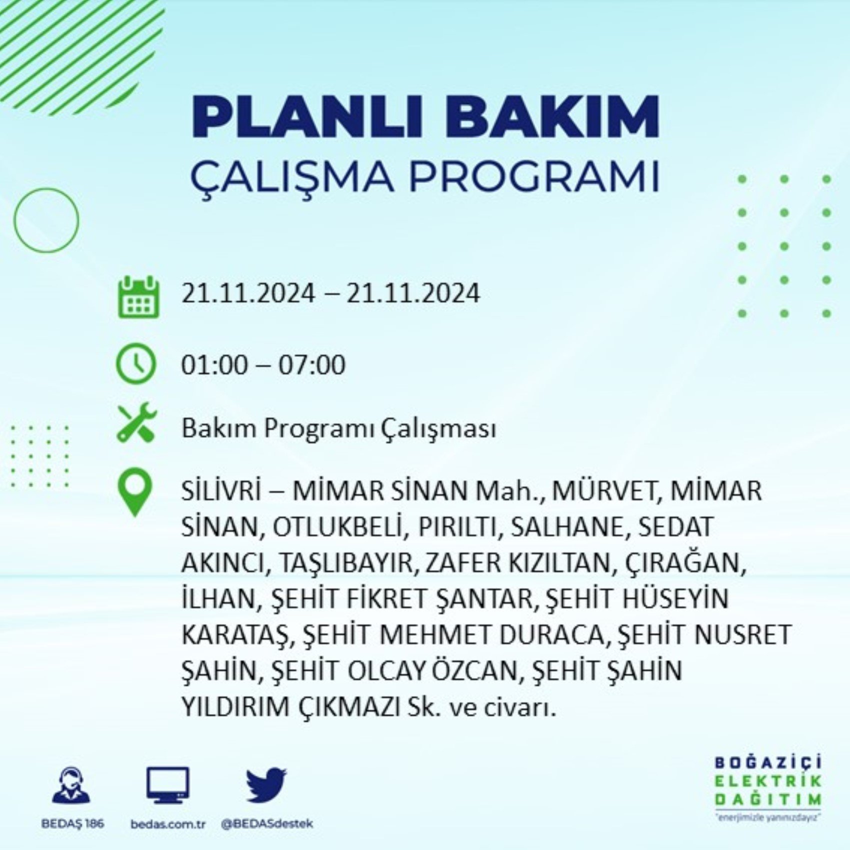 BEDAŞ açıkladı... İstanbul'da elektrik kesintisi: 21 Kasım'da hangi mahalleler etkilenecek?