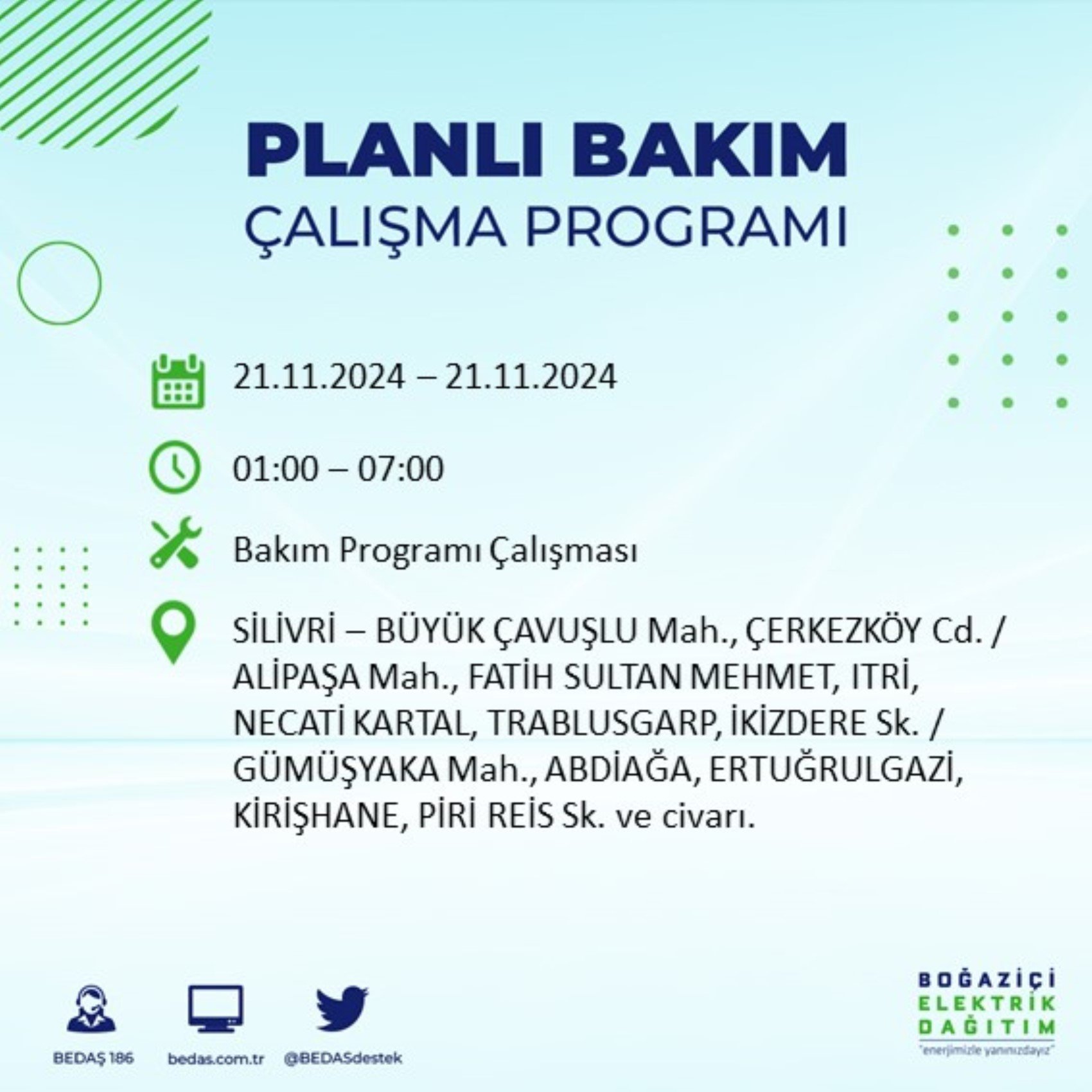 BEDAŞ açıkladı... İstanbul'da elektrik kesintisi: 21 Kasım'da hangi mahalleler etkilenecek?