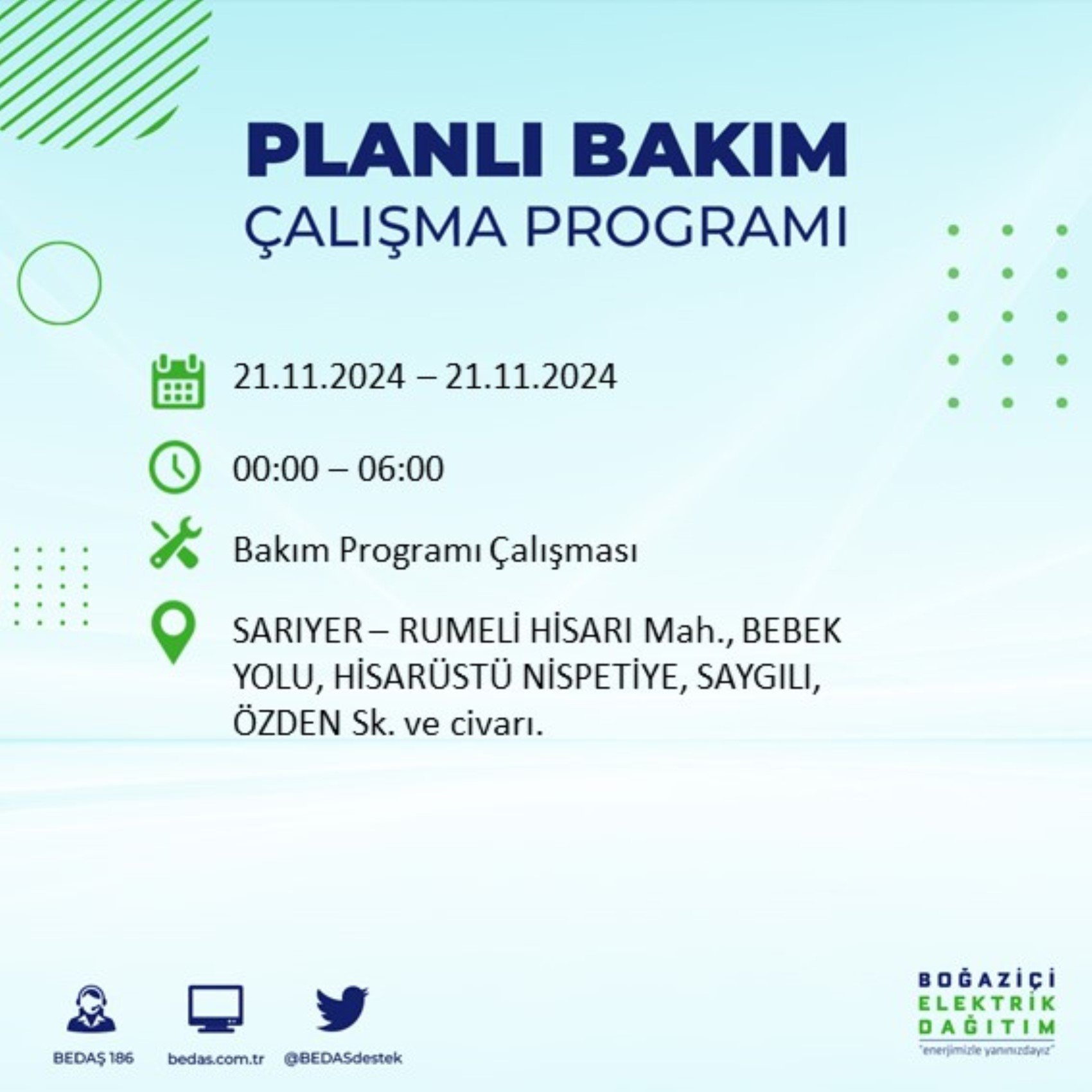 BEDAŞ açıkladı... İstanbul'da elektrik kesintisi: 21 Kasım'da hangi mahalleler etkilenecek?