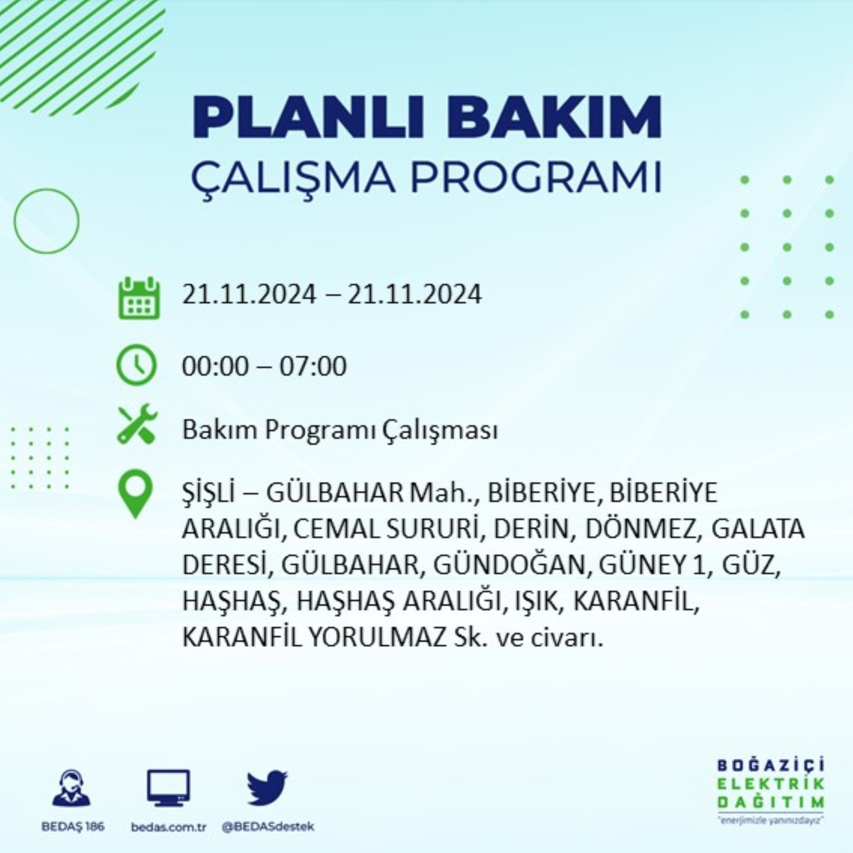 BEDAŞ açıkladı... İstanbul'da elektrik kesintisi: 21 Kasım'da hangi mahalleler etkilenecek?