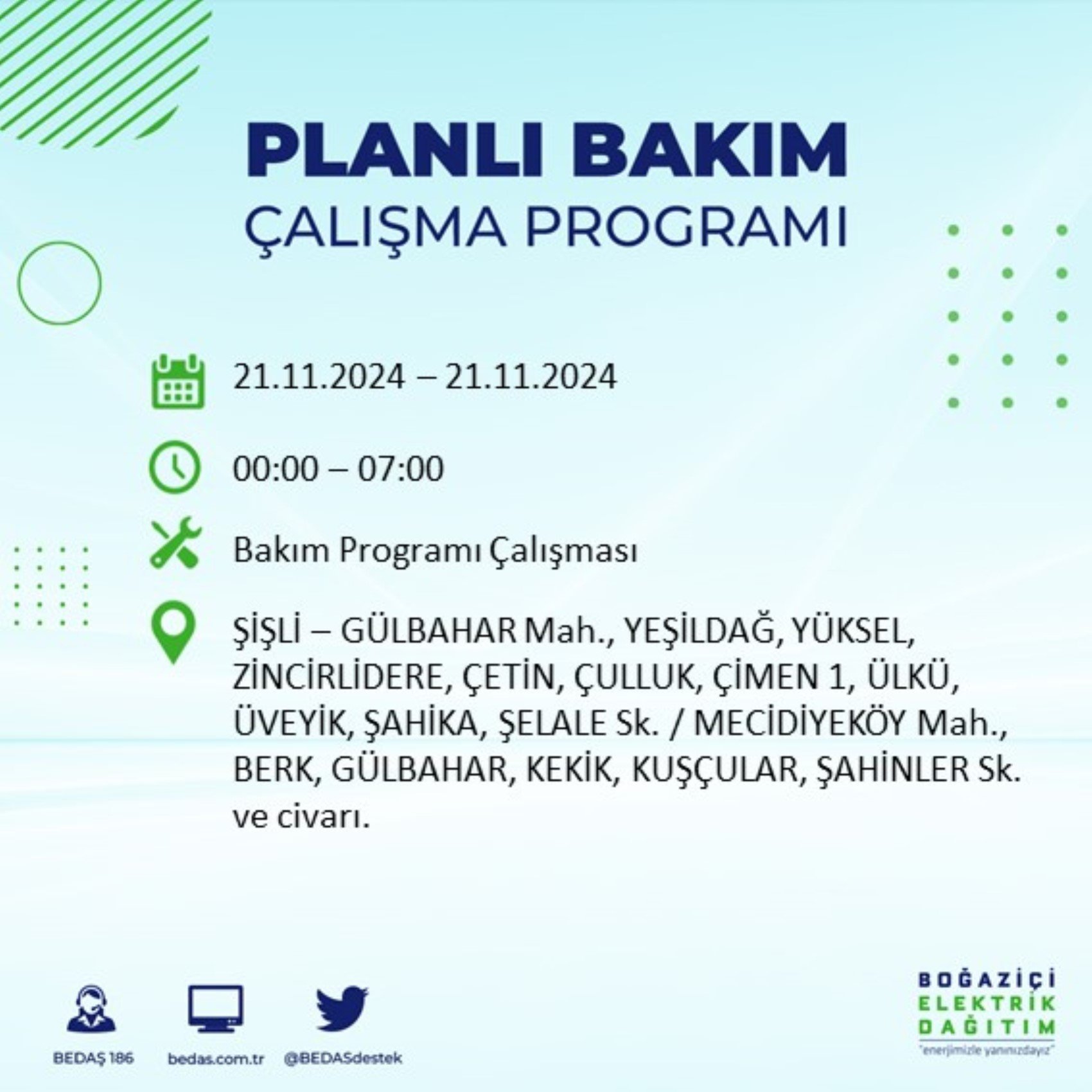 BEDAŞ açıkladı... İstanbul'da elektrik kesintisi: 21 Kasım'da hangi mahalleler etkilenecek?