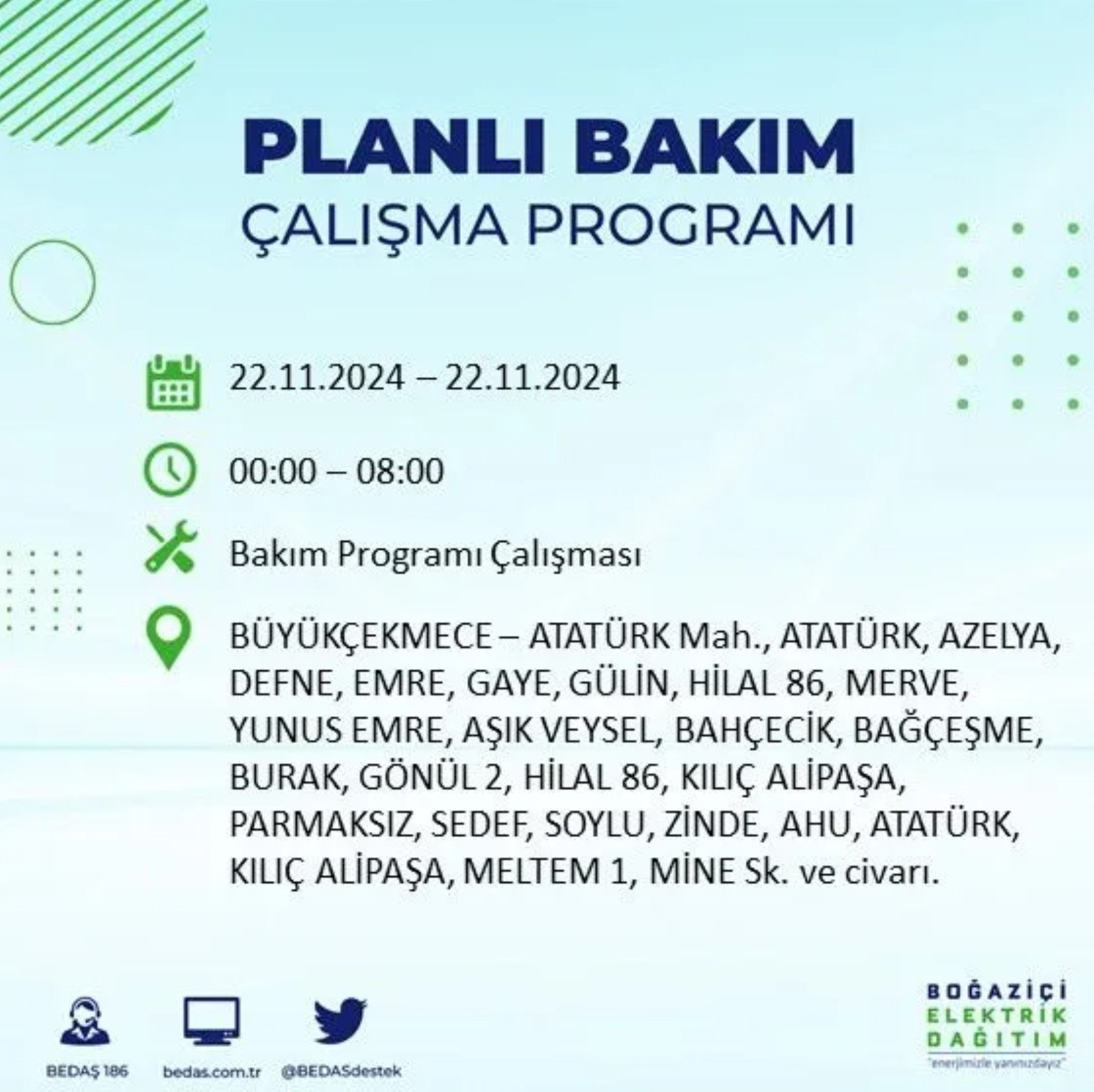 BEDAŞ açıkladı... İstanbul'da elektrik kesintisi: 22 Kasım'da hangi mahalleler etkilenecek?