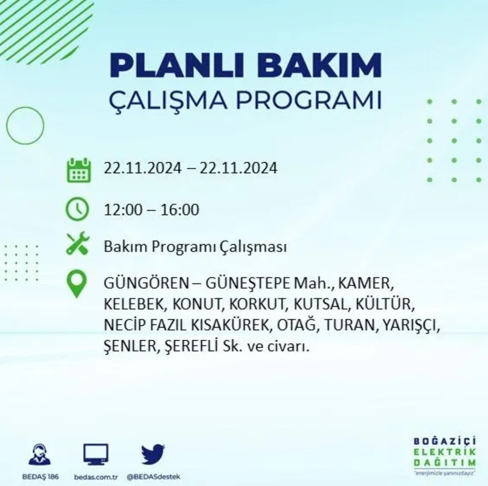 BEDAŞ açıkladı... İstanbul'da elektrik kesintisi: 22 Kasım'da hangi mahalleler etkilenecek?