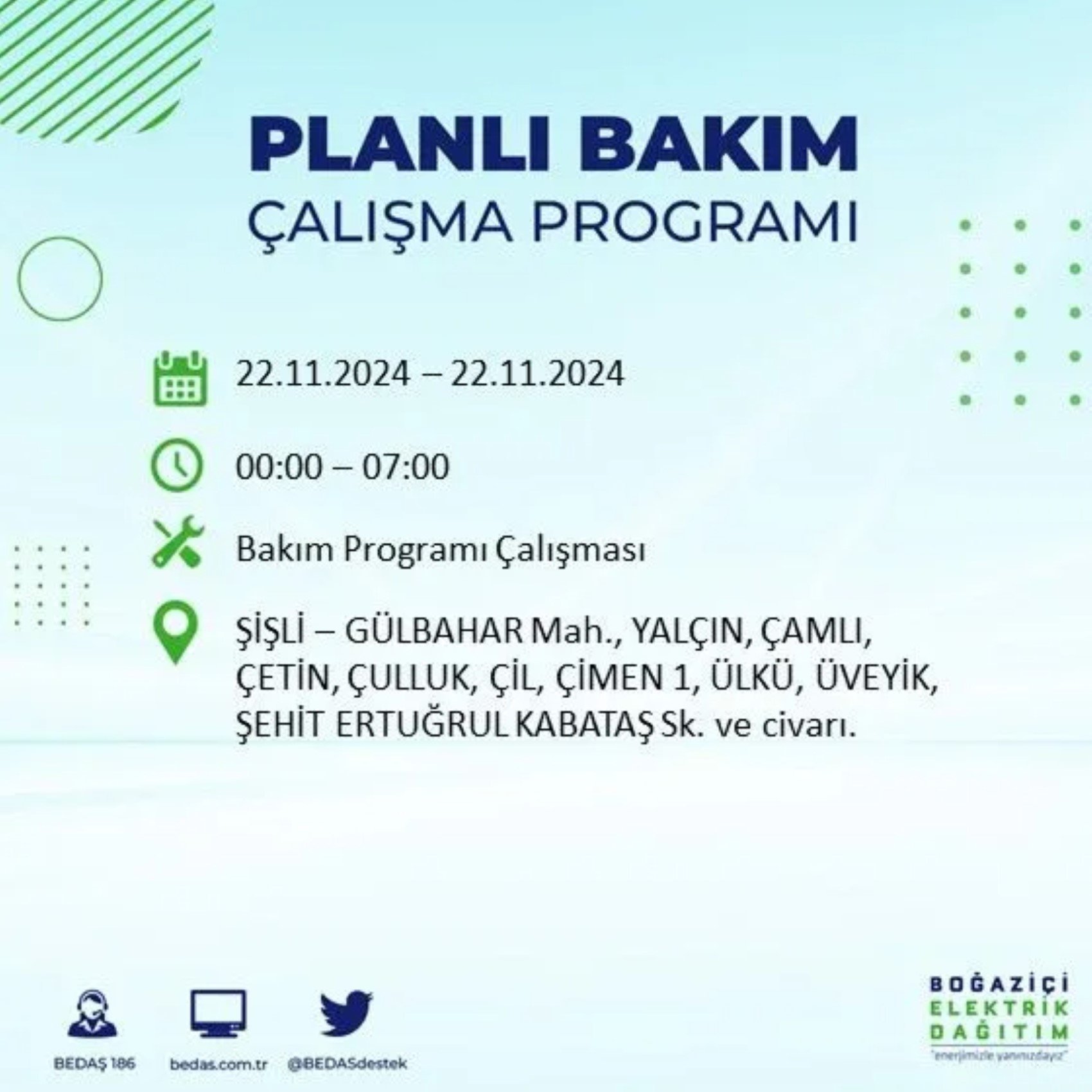 BEDAŞ açıkladı... İstanbul'da elektrik kesintisi: 22 Kasım'da hangi mahalleler etkilenecek?