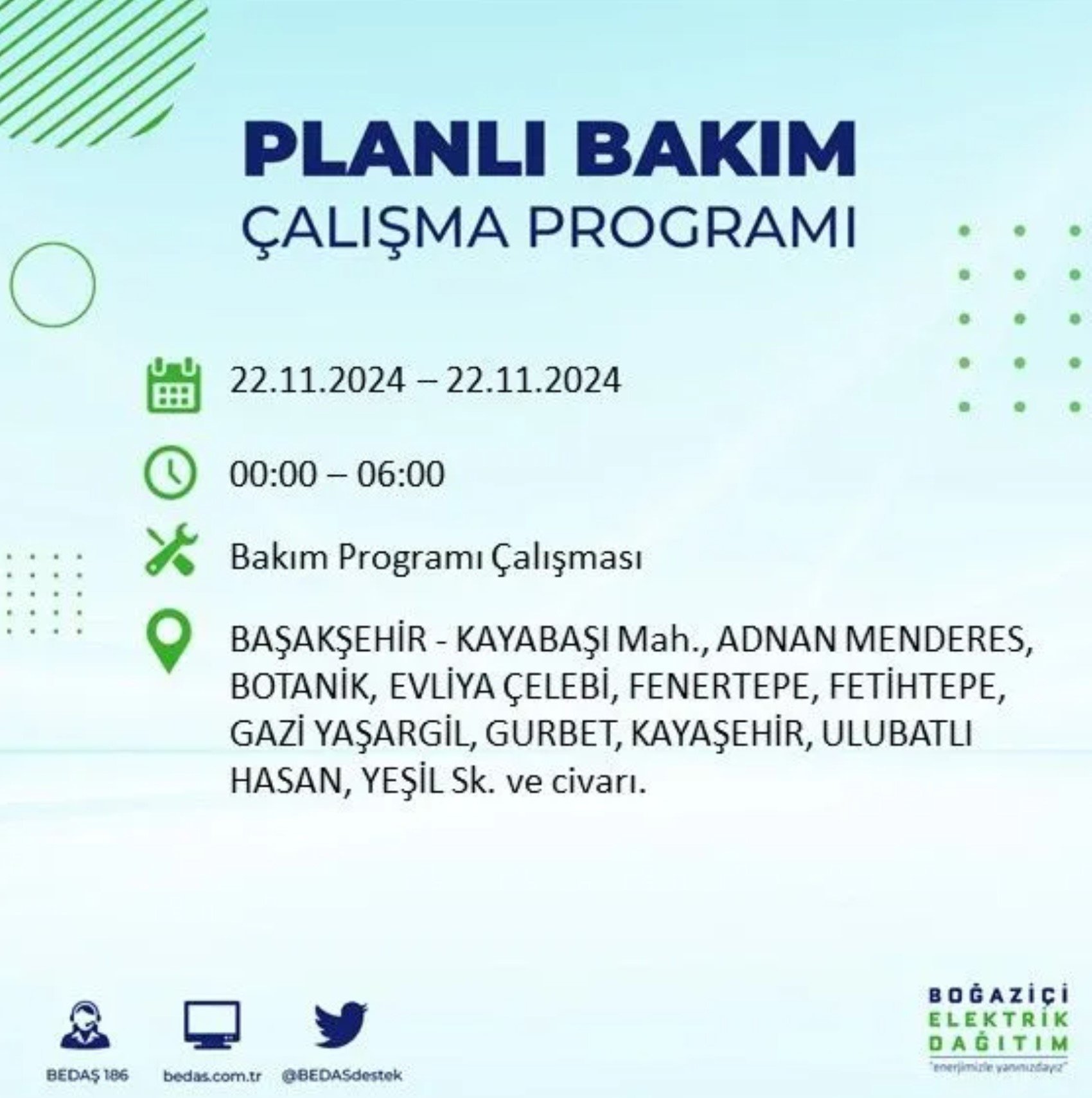 BEDAŞ açıkladı... İstanbul'da elektrik kesintisi: 22 Kasım'da hangi mahalleler etkilenecek?