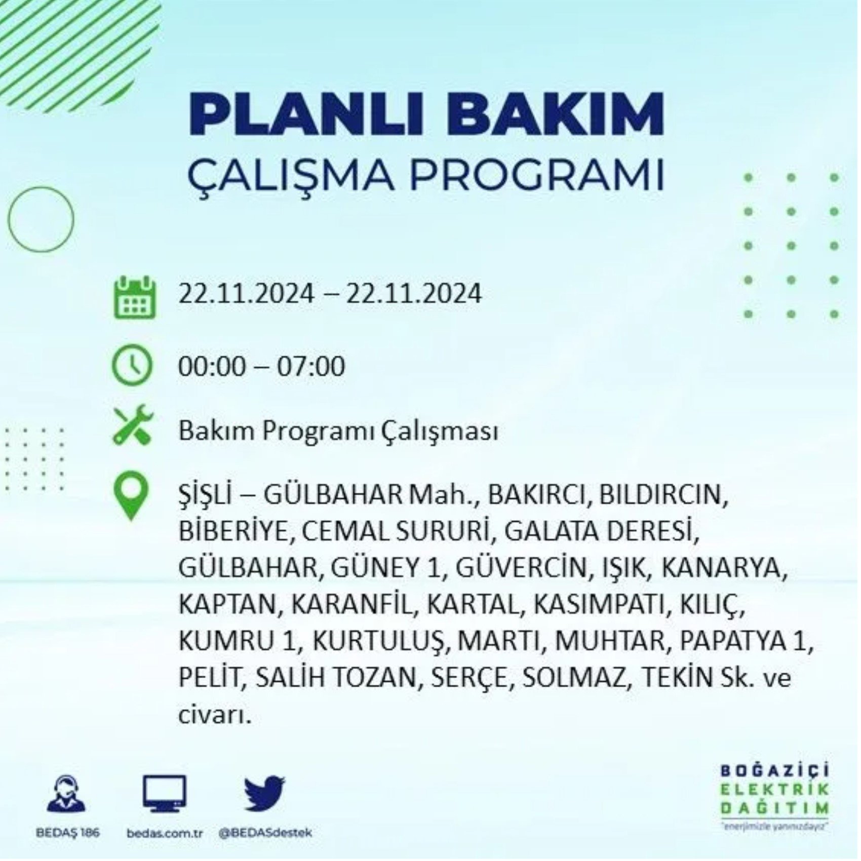 BEDAŞ açıkladı... İstanbul'da elektrik kesintisi: 22 Kasım'da hangi mahalleler etkilenecek?