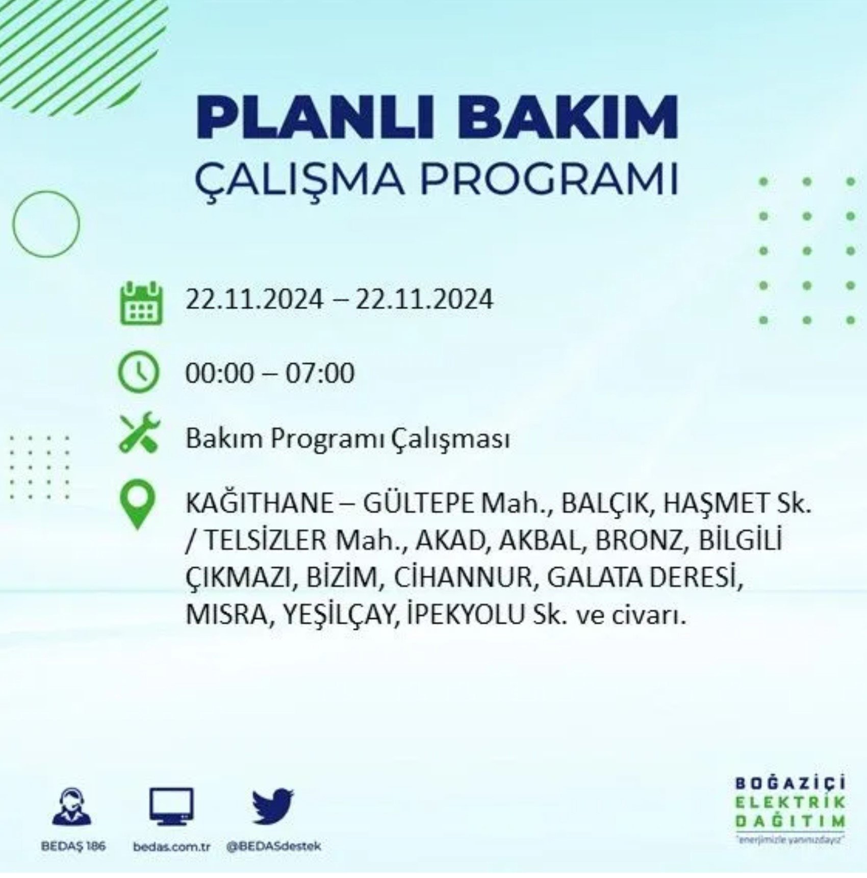 BEDAŞ açıkladı... İstanbul'da elektrik kesintisi: 22 Kasım'da hangi mahalleler etkilenecek?