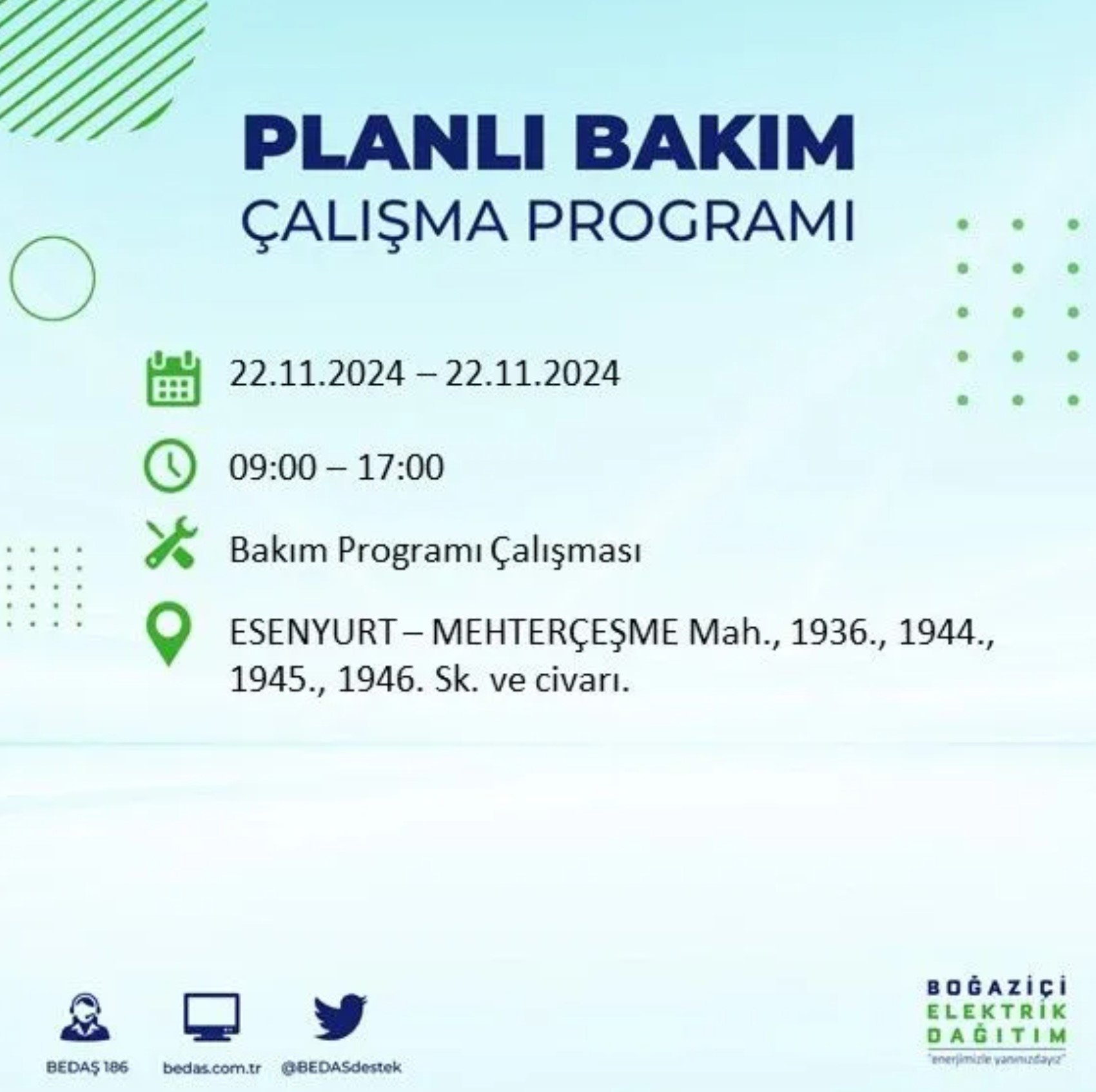 BEDAŞ açıkladı... İstanbul'da elektrik kesintisi: 22 Kasım'da hangi mahalleler etkilenecek?