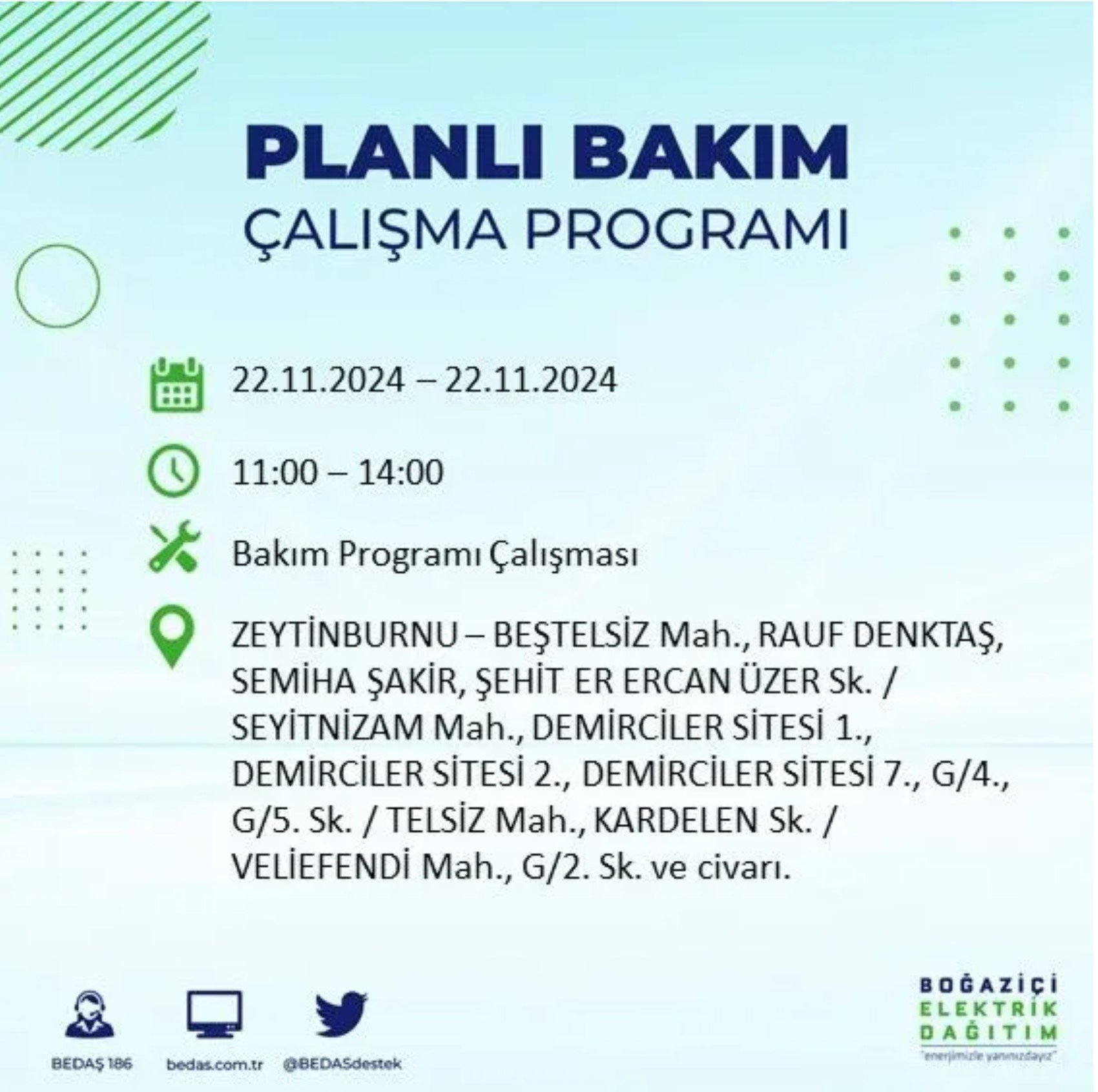 BEDAŞ açıkladı... İstanbul'da elektrik kesintisi: 22 Kasım'da hangi mahalleler etkilenecek?