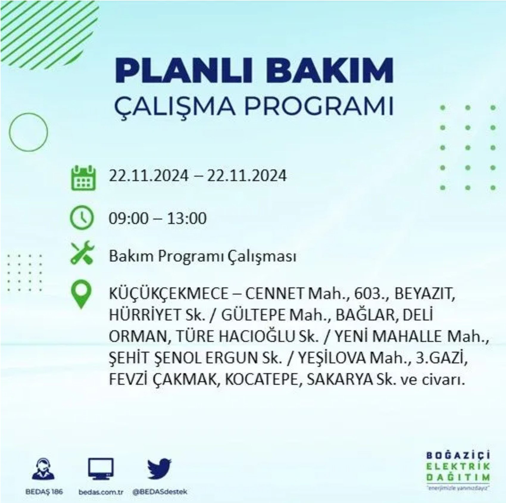 BEDAŞ açıkladı... İstanbul'da elektrik kesintisi: 22 Kasım'da hangi mahalleler etkilenecek?