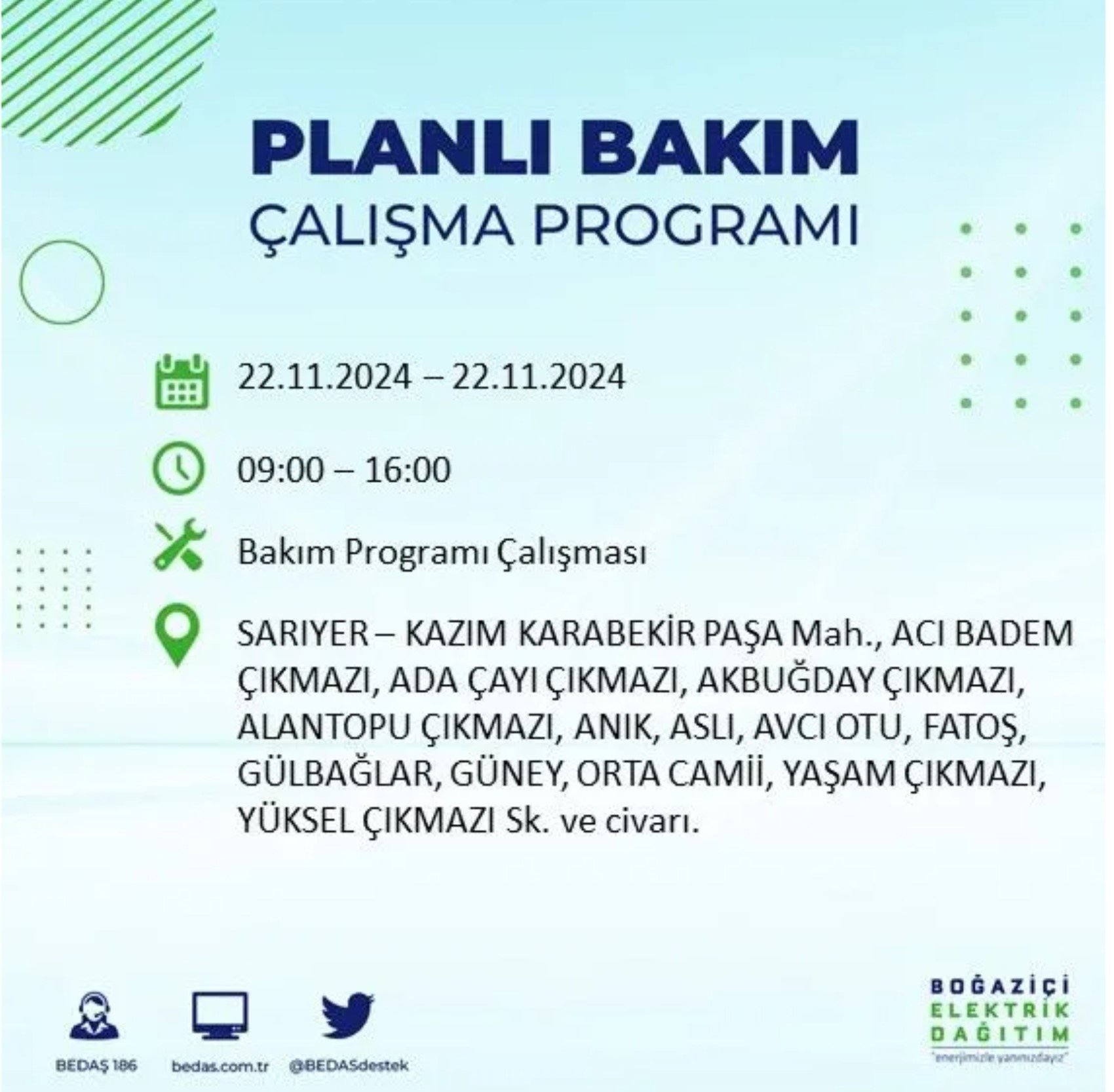 BEDAŞ açıkladı... İstanbul'da elektrik kesintisi: 22 Kasım'da hangi mahalleler etkilenecek?