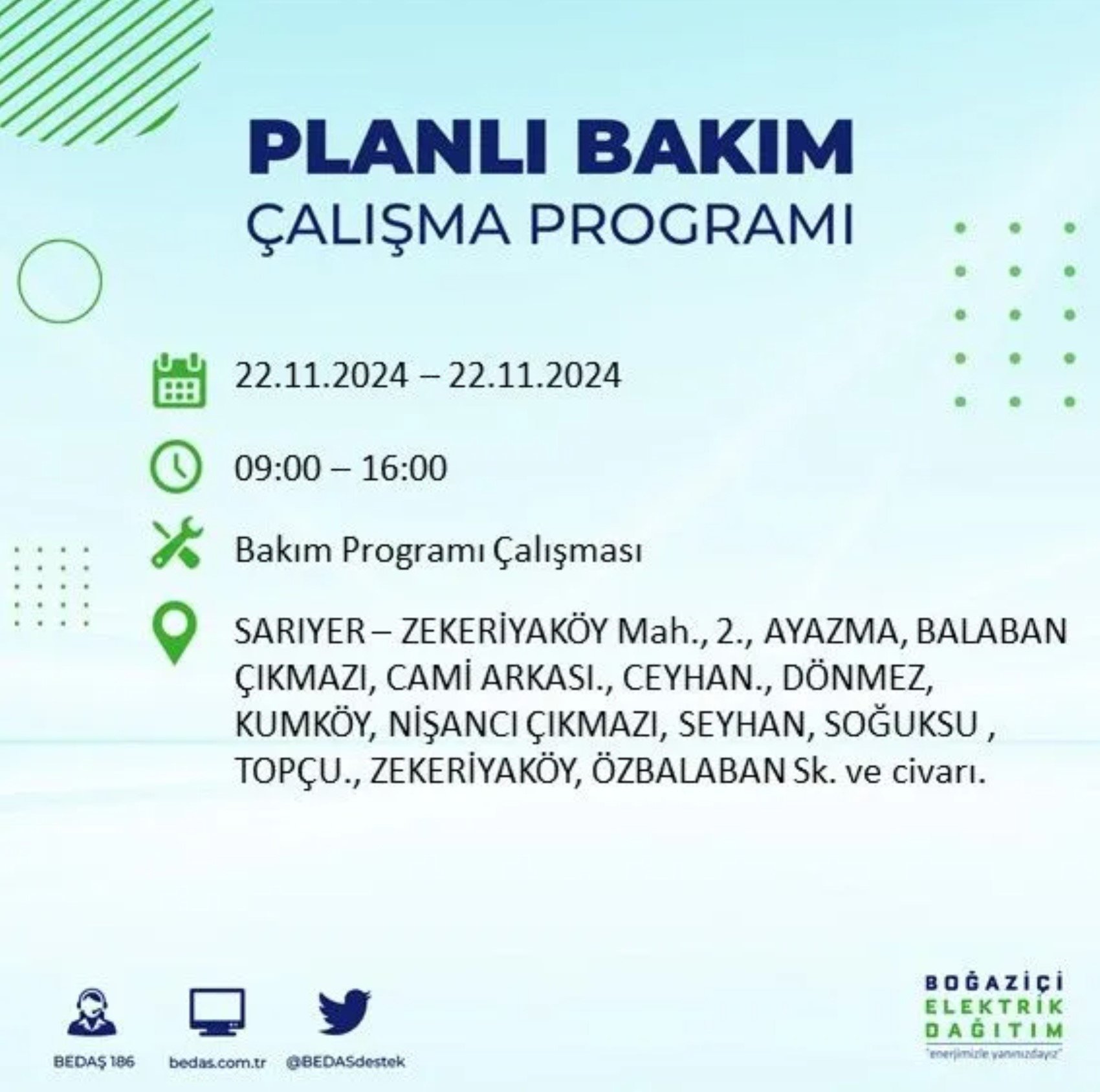 BEDAŞ açıkladı... İstanbul'da elektrik kesintisi: 22 Kasım'da hangi mahalleler etkilenecek?