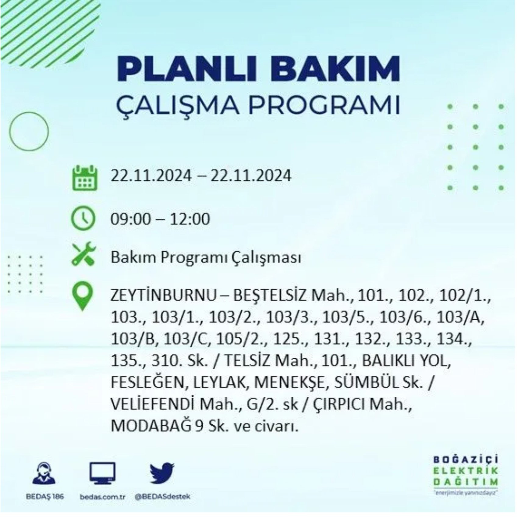 BEDAŞ açıkladı... İstanbul'da elektrik kesintisi: 22 Kasım'da hangi mahalleler etkilenecek?