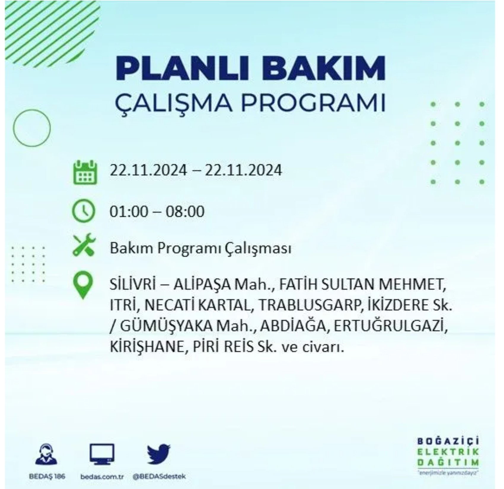 BEDAŞ açıkladı... İstanbul'da elektrik kesintisi: 22 Kasım'da hangi mahalleler etkilenecek?