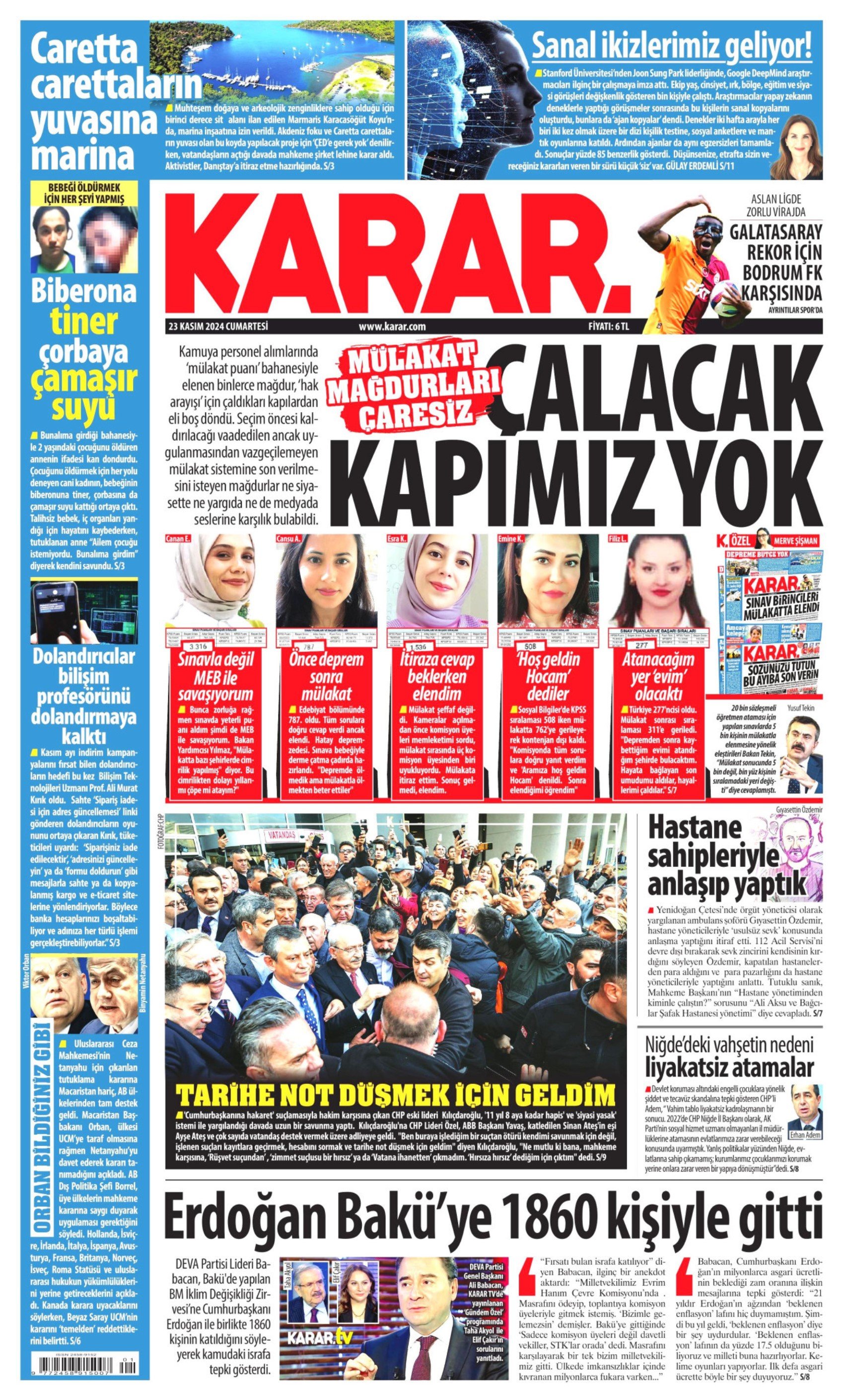 Yandaş medya şaşırtmadı: Gazeteler Kılıçdaroğlu'nun davasını nasıl gördü? (23 Kasım 2024 gazete manşetleri)