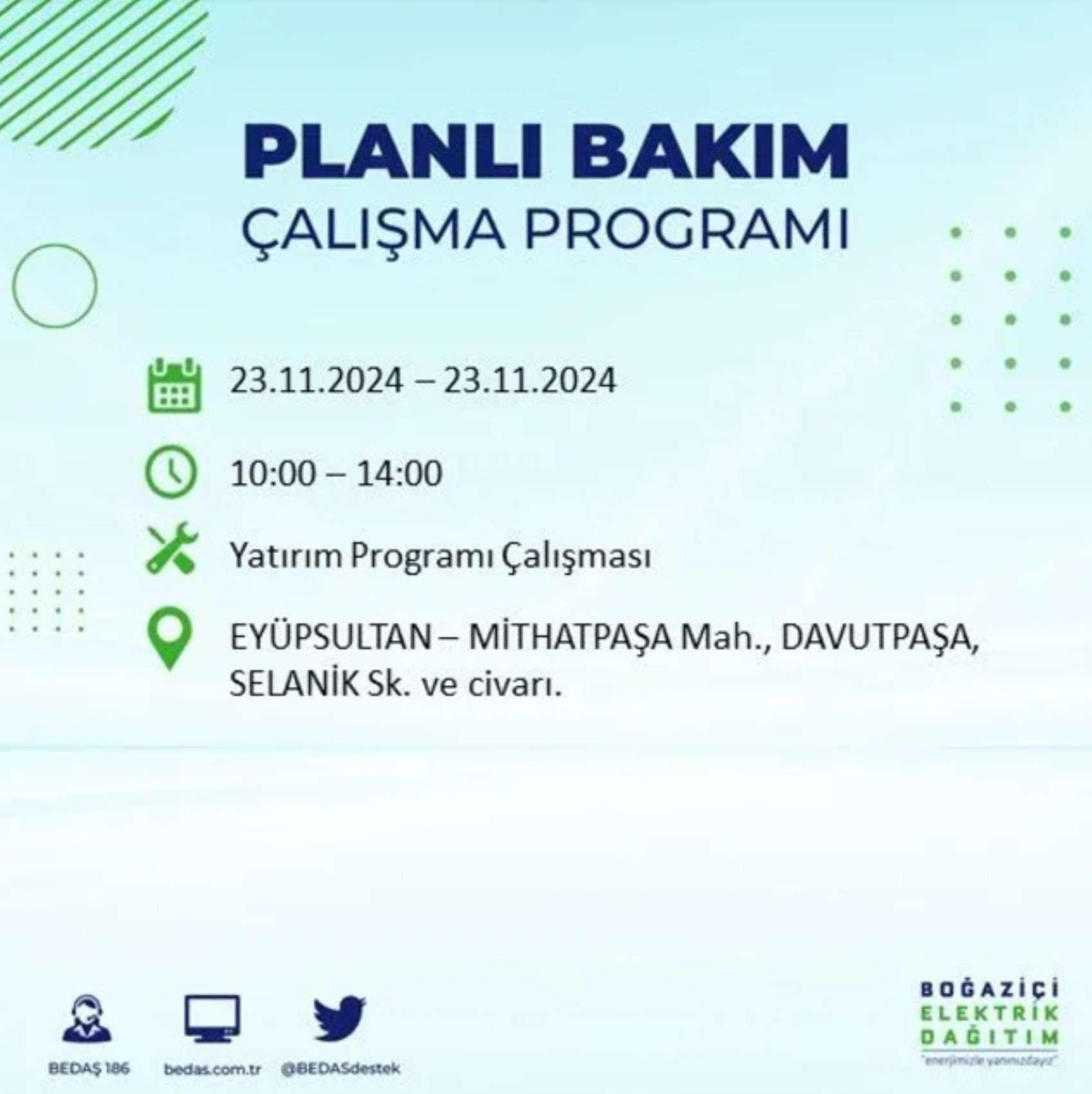 BEDAŞ açıkladı... İstanbul'da elektrik kesintisi: 23 Kasım'da hangi mahalleler etkilenecek?