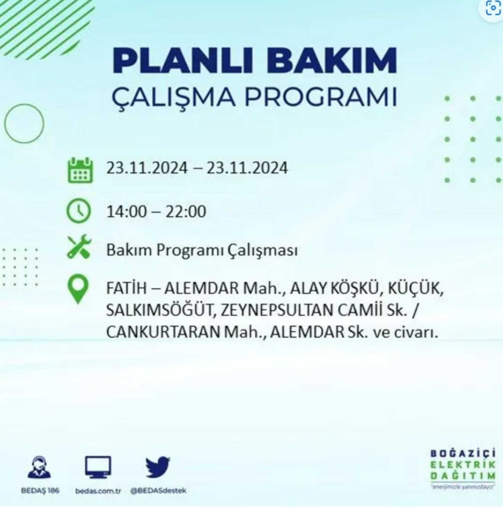 BEDAŞ açıkladı... İstanbul'da elektrik kesintisi: 23 Kasım'da hangi mahalleler etkilenecek?