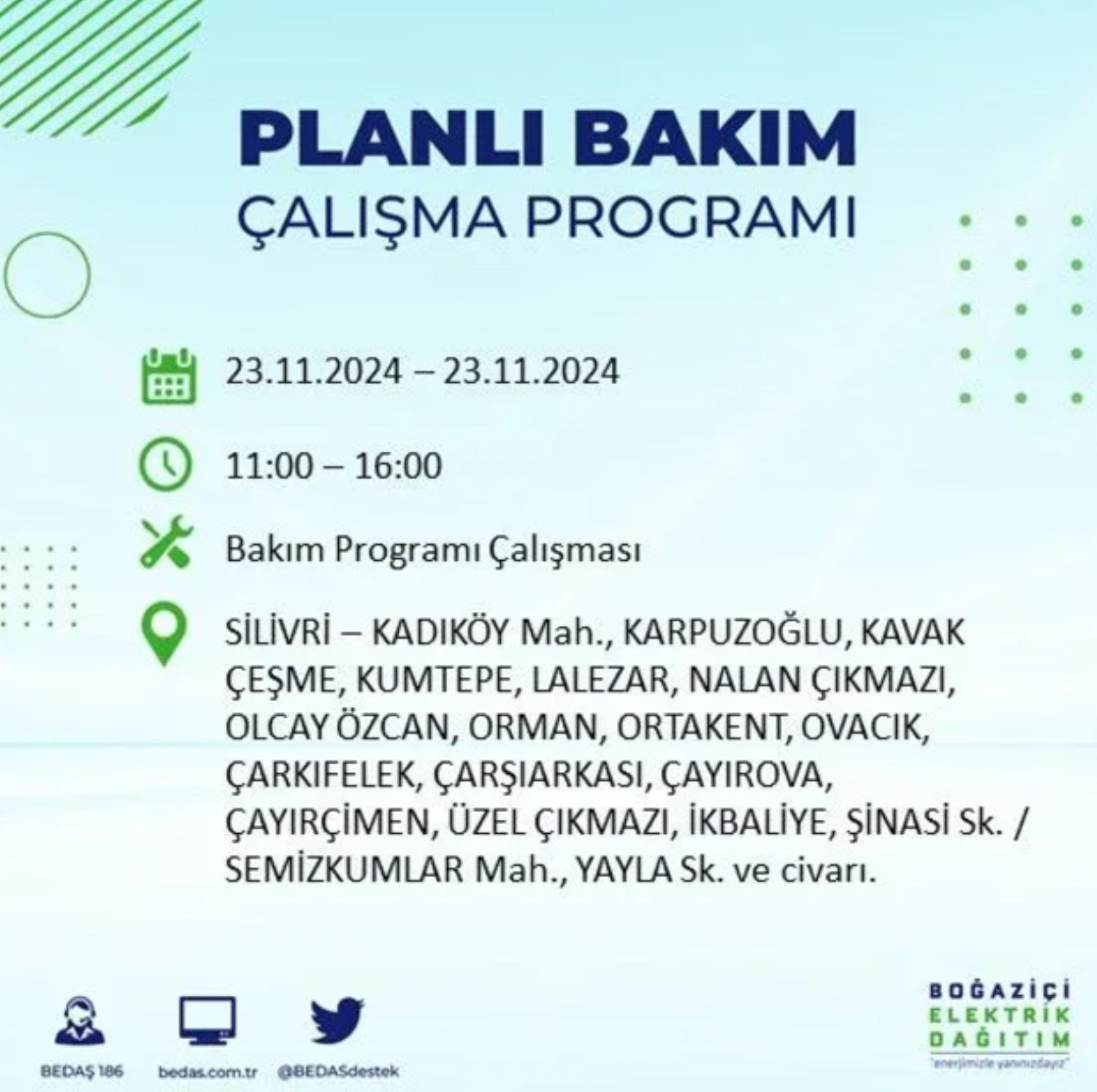 BEDAŞ açıkladı... İstanbul'da elektrik kesintisi: 23 Kasım'da hangi mahalleler etkilenecek?