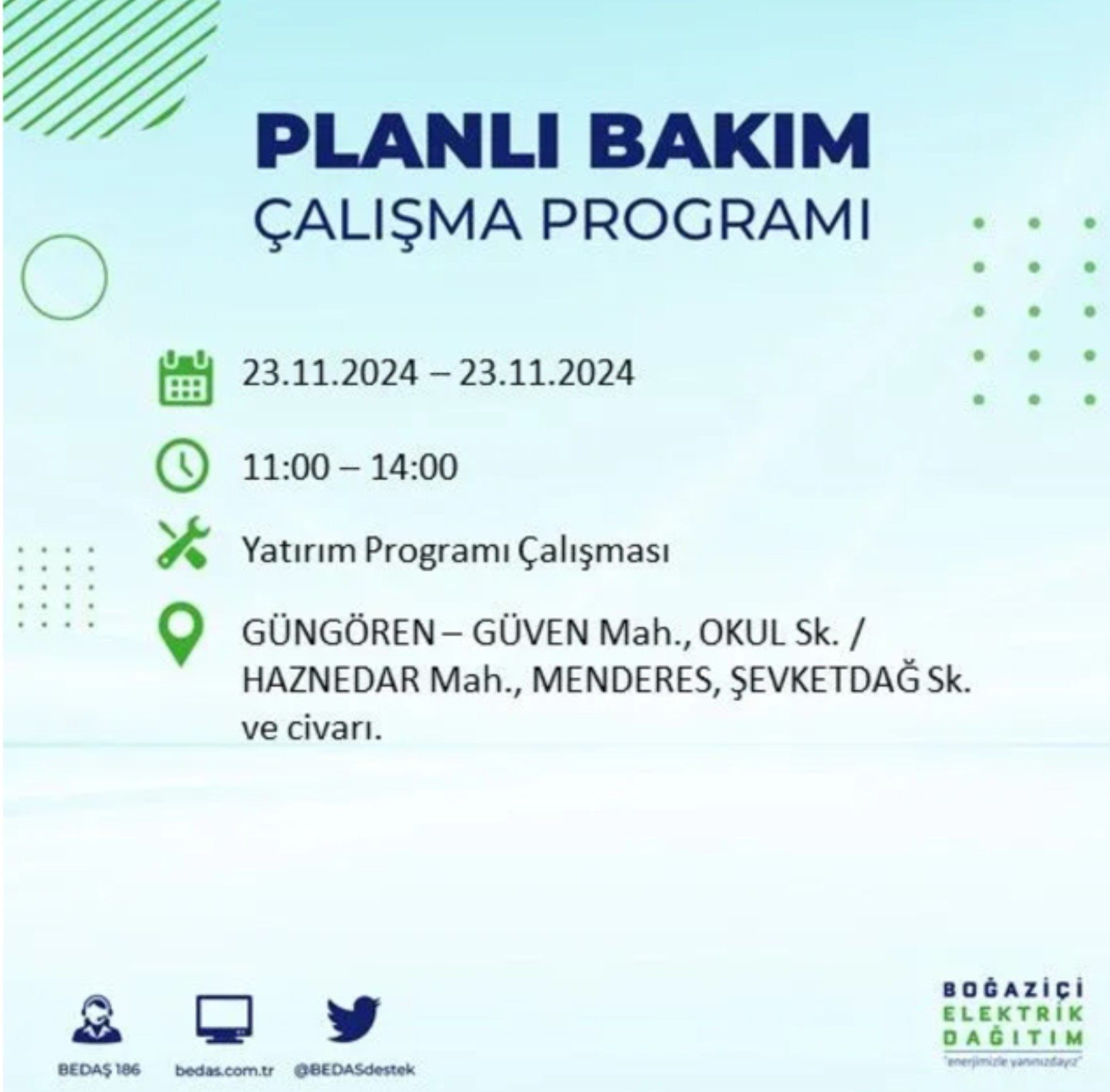 BEDAŞ açıkladı... İstanbul'da elektrik kesintisi: 23 Kasım'da hangi mahalleler etkilenecek?