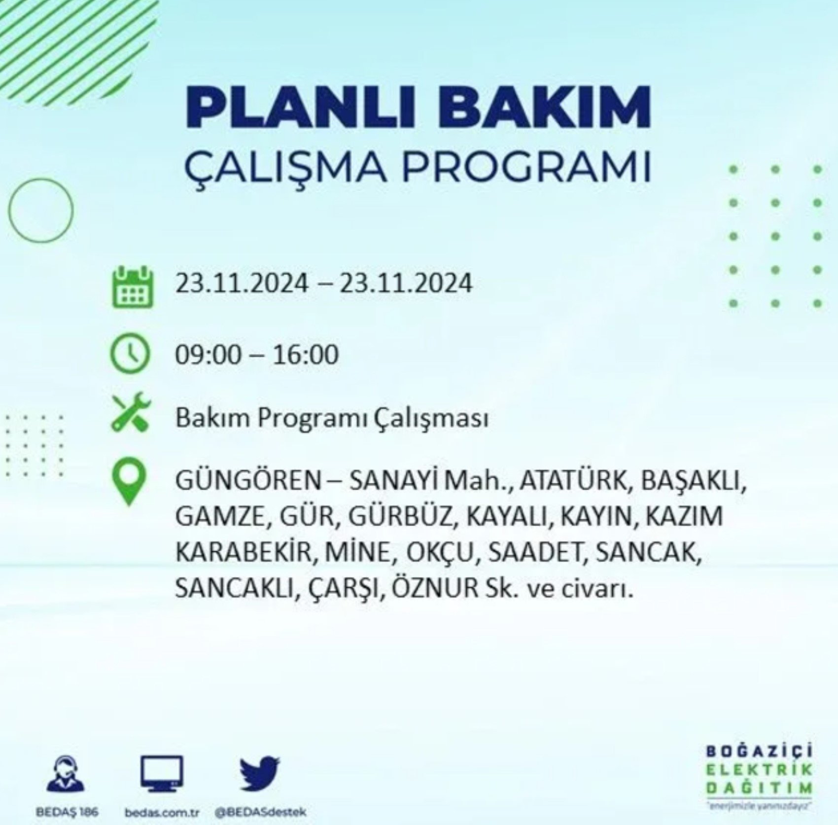 BEDAŞ açıkladı... İstanbul'da elektrik kesintisi: 23 Kasım'da hangi mahalleler etkilenecek?