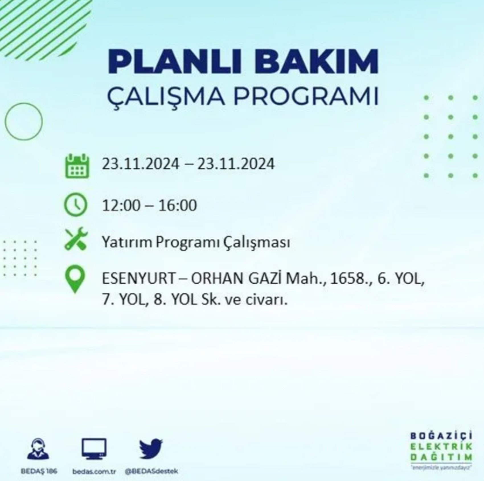 BEDAŞ açıkladı... İstanbul'da elektrik kesintisi: 23 Kasım'da hangi mahalleler etkilenecek?