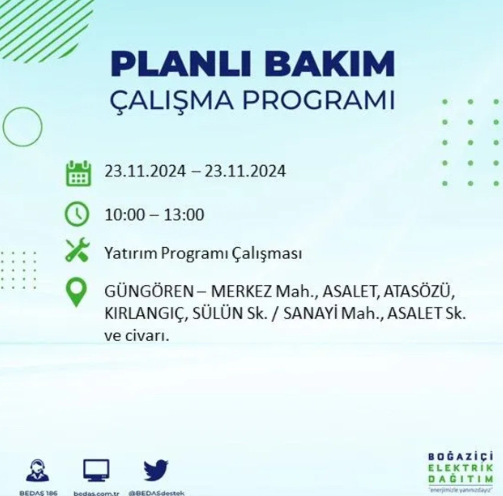 BEDAŞ açıkladı... İstanbul'da elektrik kesintisi: 23 Kasım'da hangi mahalleler etkilenecek?