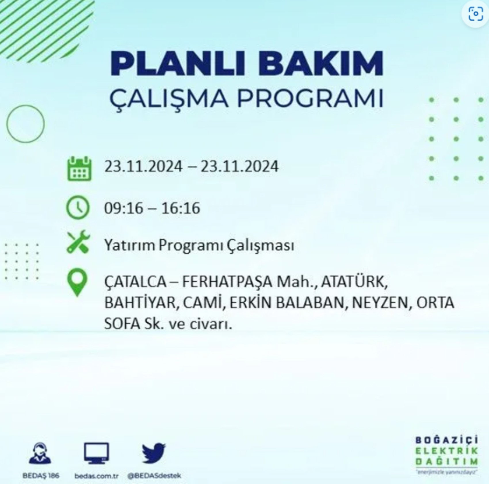 BEDAŞ açıkladı... İstanbul'da elektrik kesintisi: 23 Kasım'da hangi mahalleler etkilenecek?