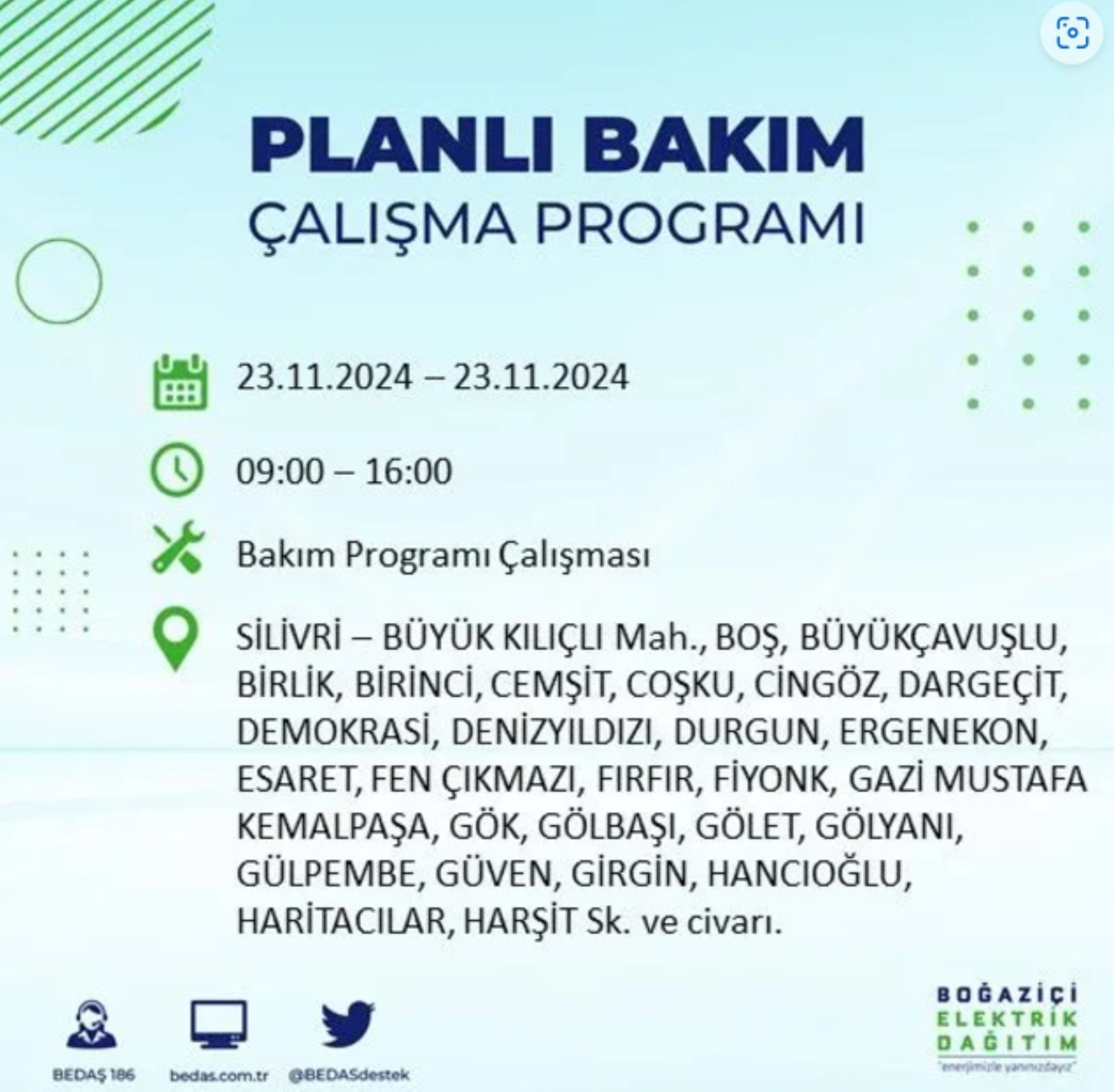 BEDAŞ açıkladı... İstanbul'da elektrik kesintisi: 23 Kasım'da hangi mahalleler etkilenecek?