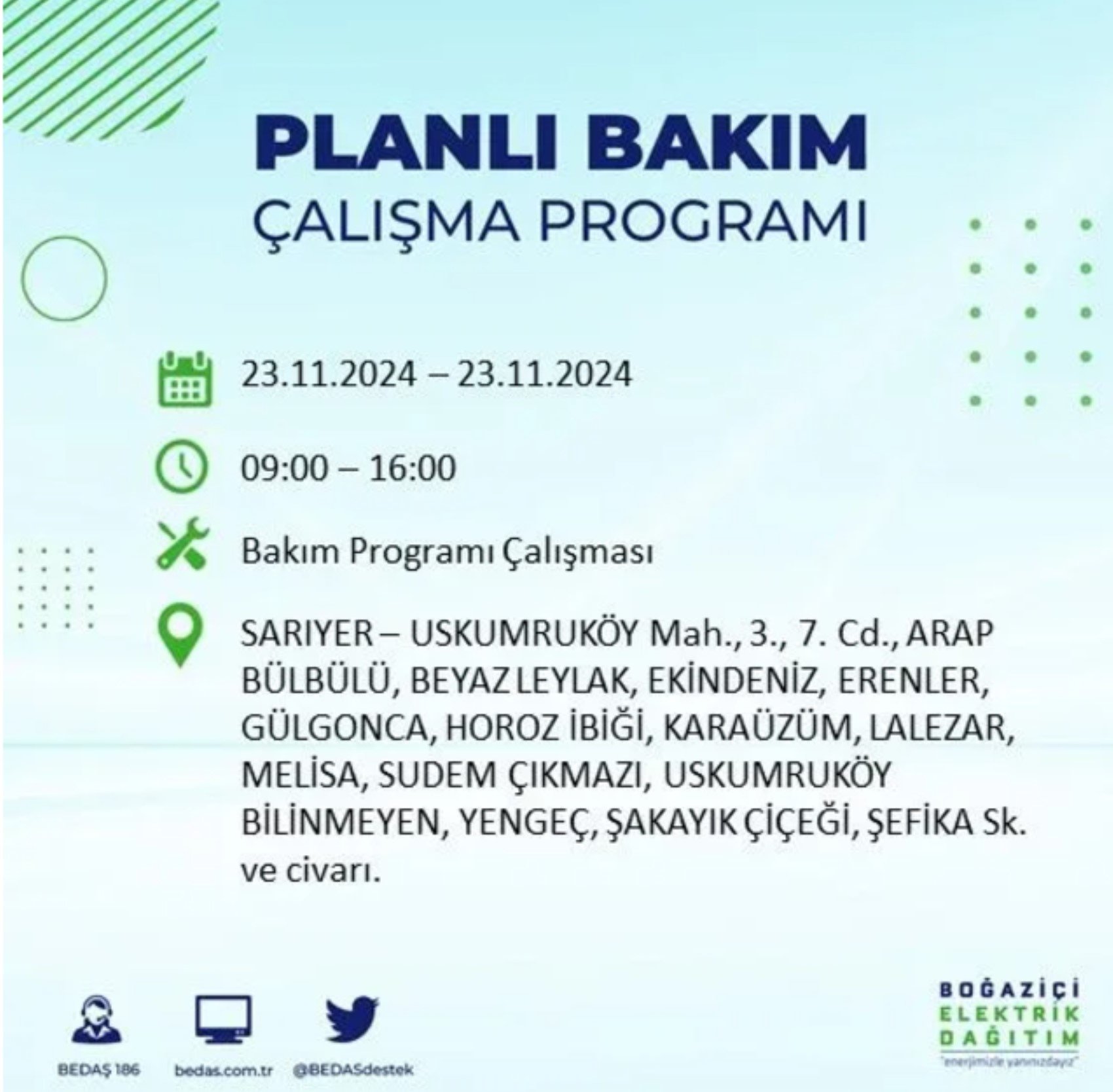 BEDAŞ açıkladı... İstanbul'da elektrik kesintisi: 23 Kasım'da hangi mahalleler etkilenecek?