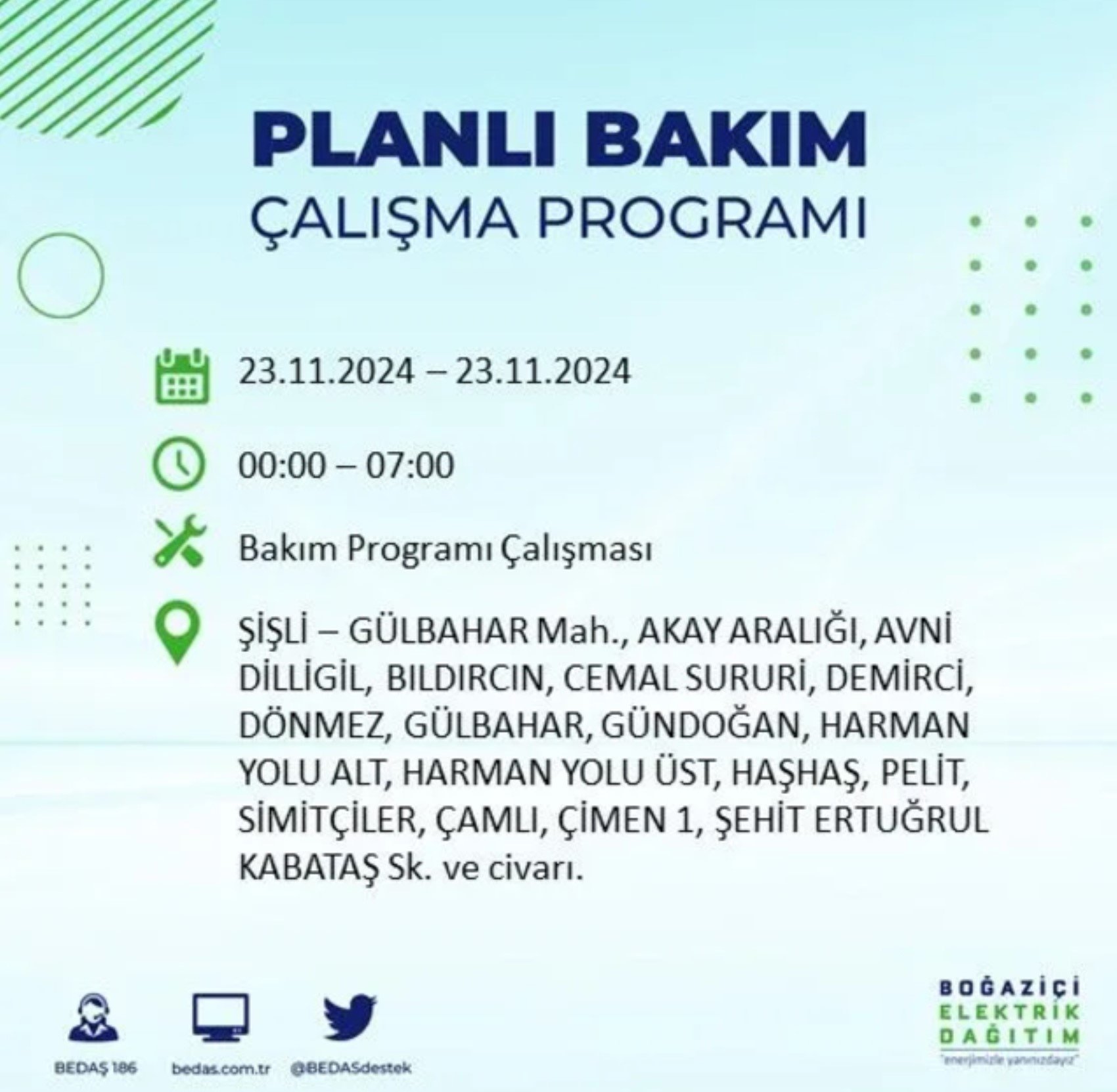 BEDAŞ açıkladı... İstanbul'da elektrik kesintisi: 23 Kasım'da hangi mahalleler etkilenecek?