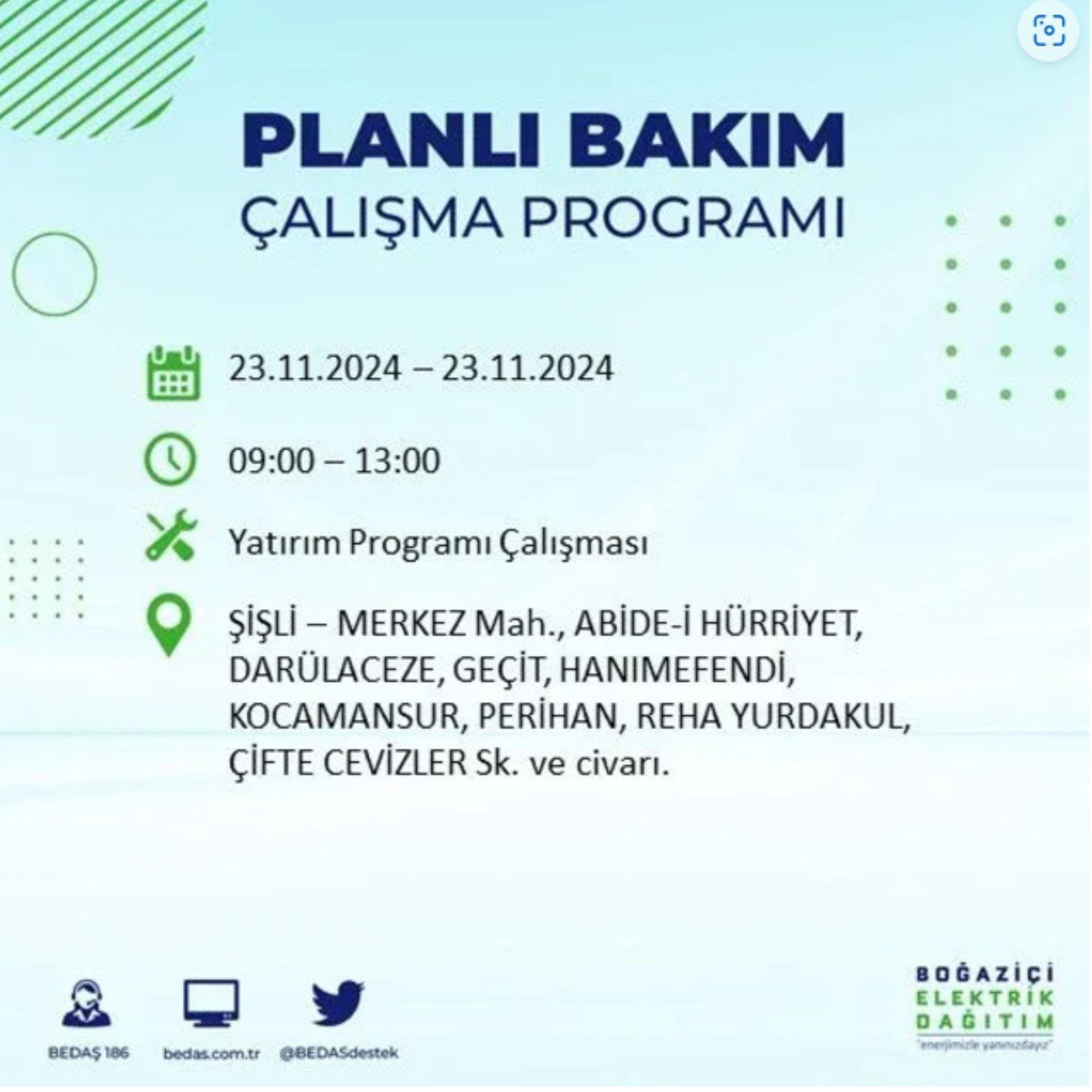 BEDAŞ açıkladı... İstanbul'da elektrik kesintisi: 23 Kasım'da hangi mahalleler etkilenecek?