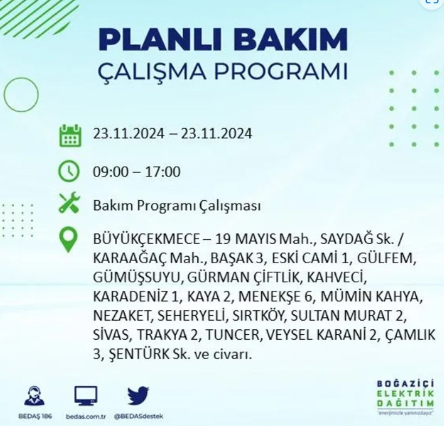 BEDAŞ açıkladı... İstanbul'da elektrik kesintisi: 23 Kasım'da hangi mahalleler etkilenecek?